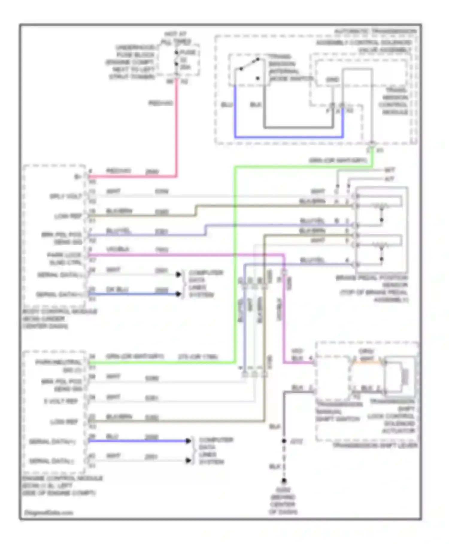 Wiring diagram transmission shift lock control solenoid actuator for Chevrolet Cruze I facelift (2012-2015) (1 of 1)
