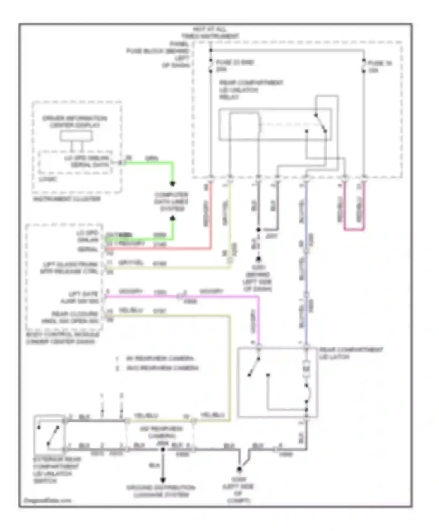 Wiring diagram w/ rearview camera w/o rearview camera for Chevrolet Cruze I facelift (2012-2015) (1 of 1)