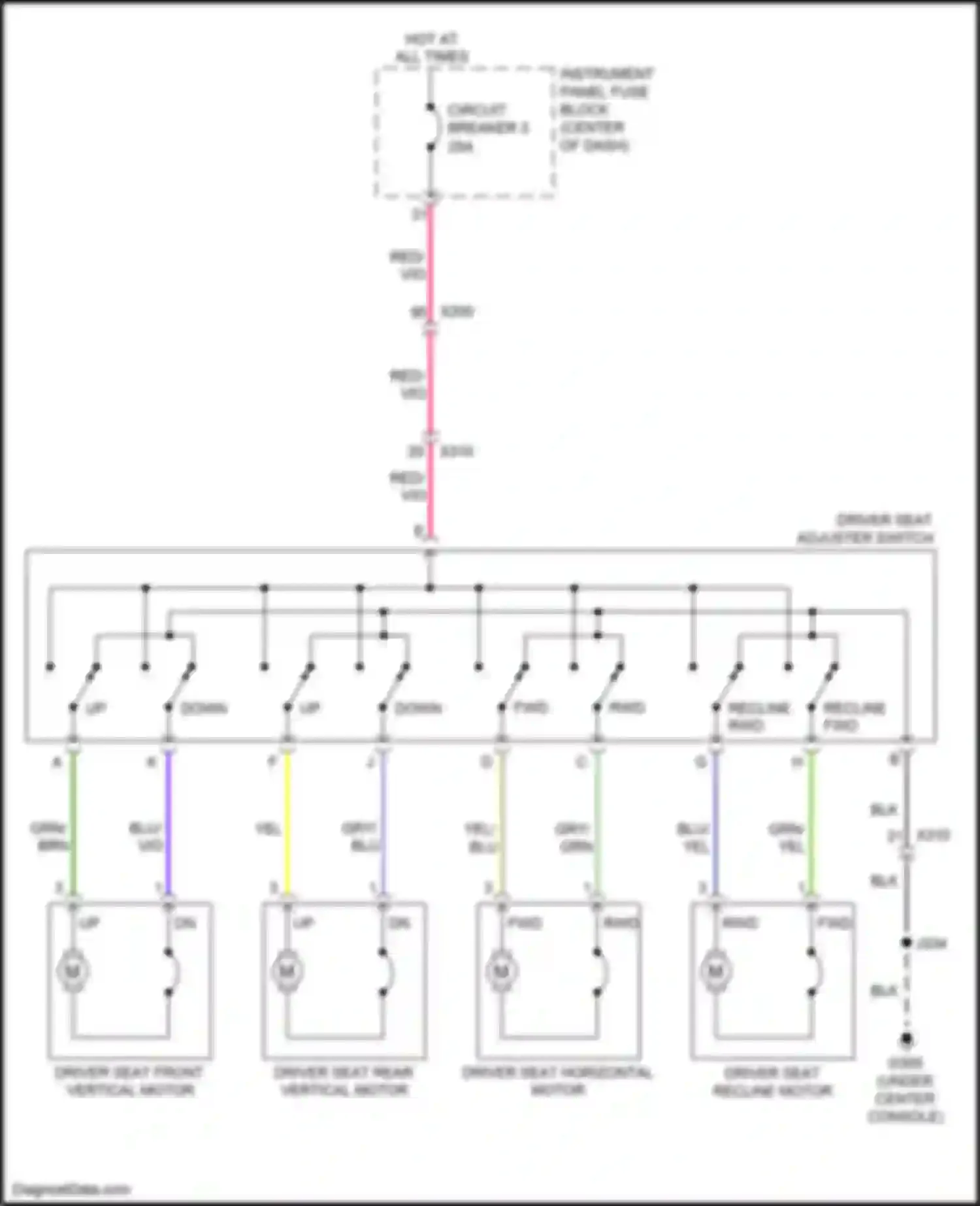 Wiring diagram driver seat adjuster switch for Chevrolet Cruze II (2015-2024) (1 of 3)
