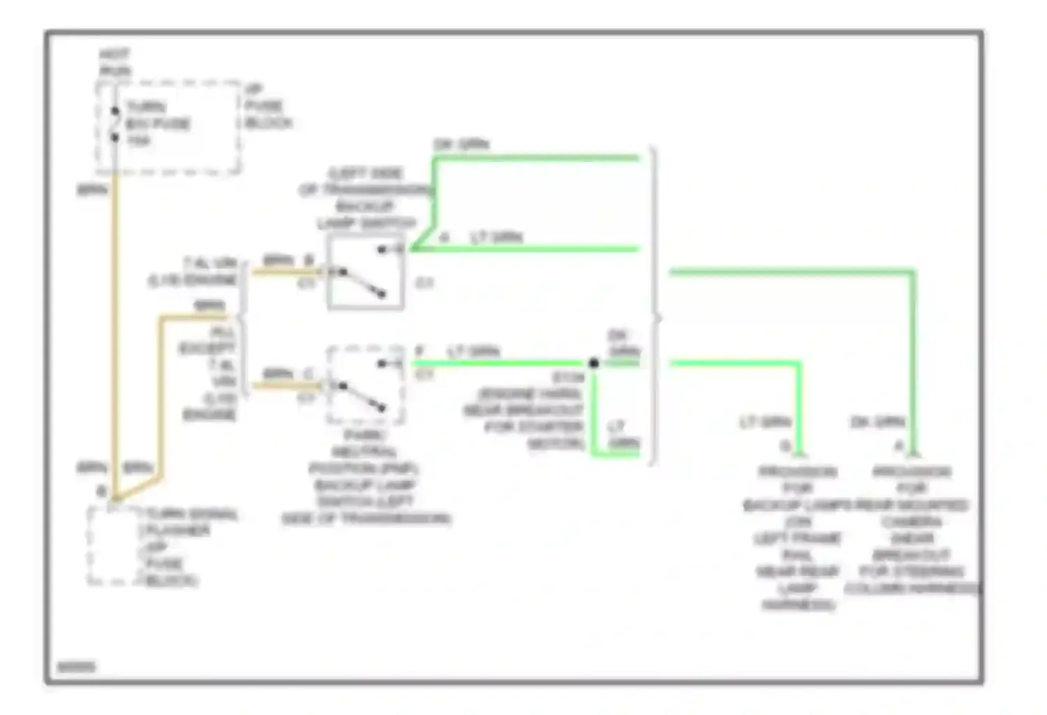 Cutaway P30 Chevrolet  (1985-1997): Back-up lamps circuit, motor home chassis