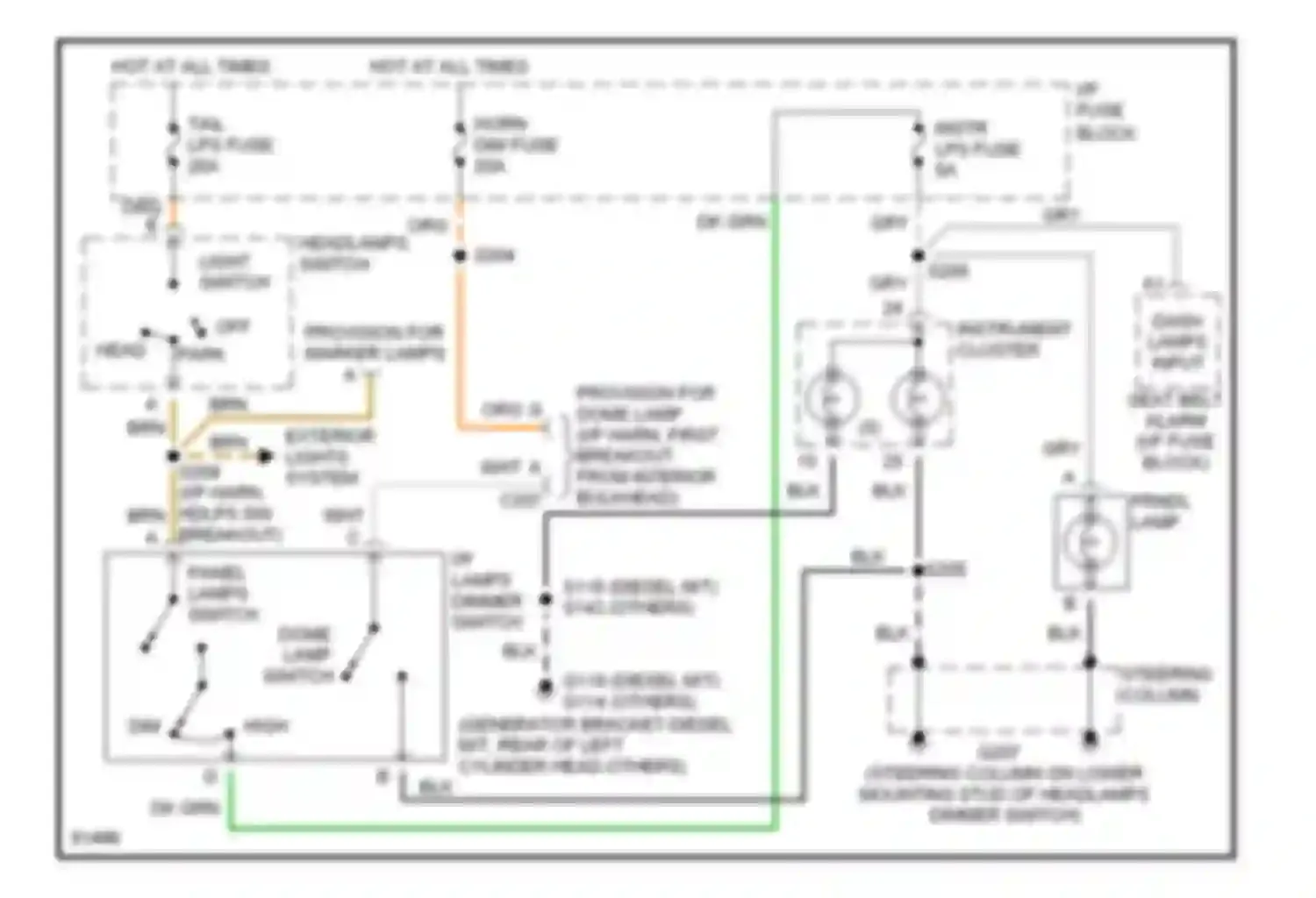 Cutaway P30 Chevrolet  (1985-1997): Interior light circuit, commercial chassis