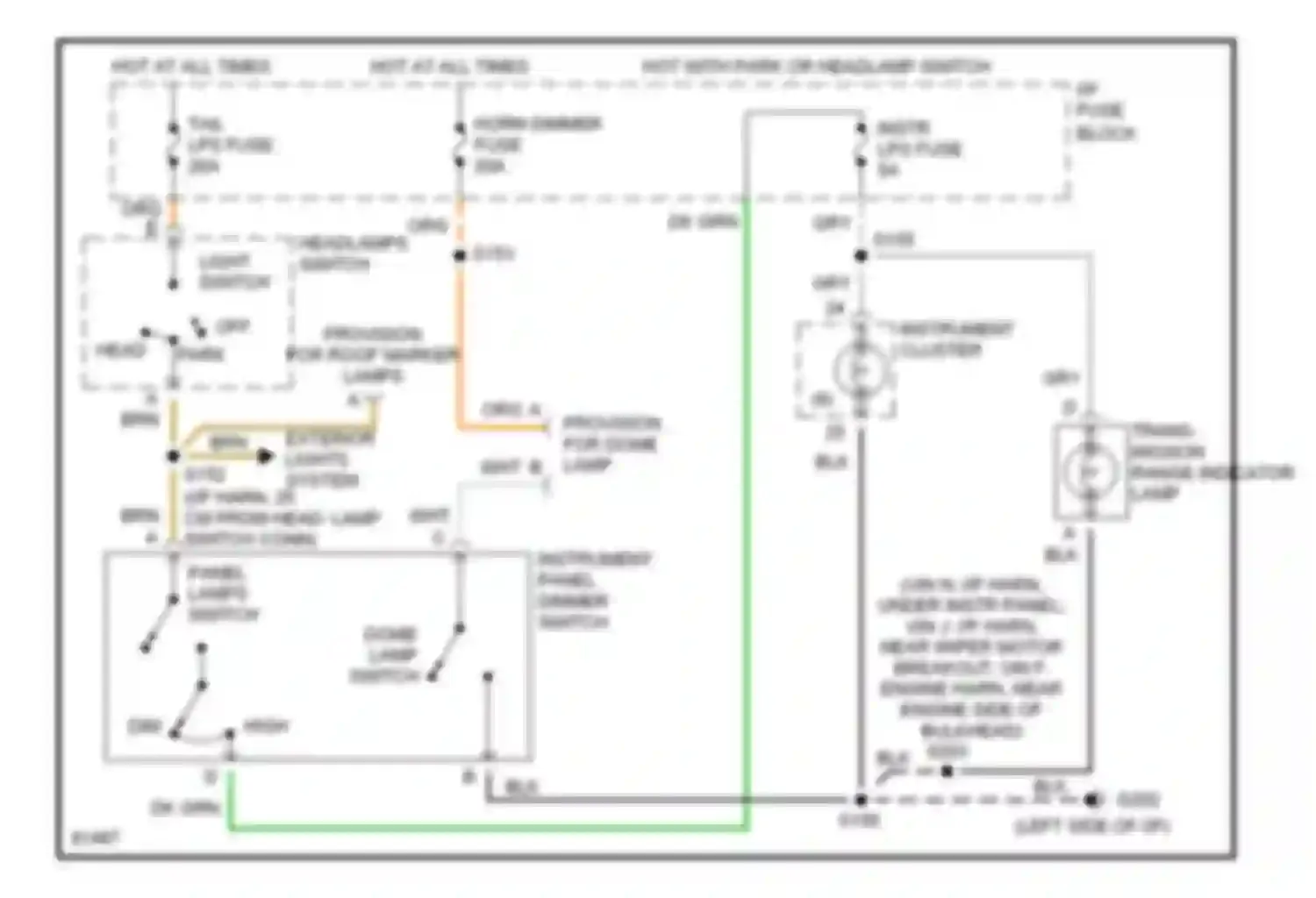 Cutaway P30 Chevrolet  (1985-1997): Interior light circuit, motor home chassis
