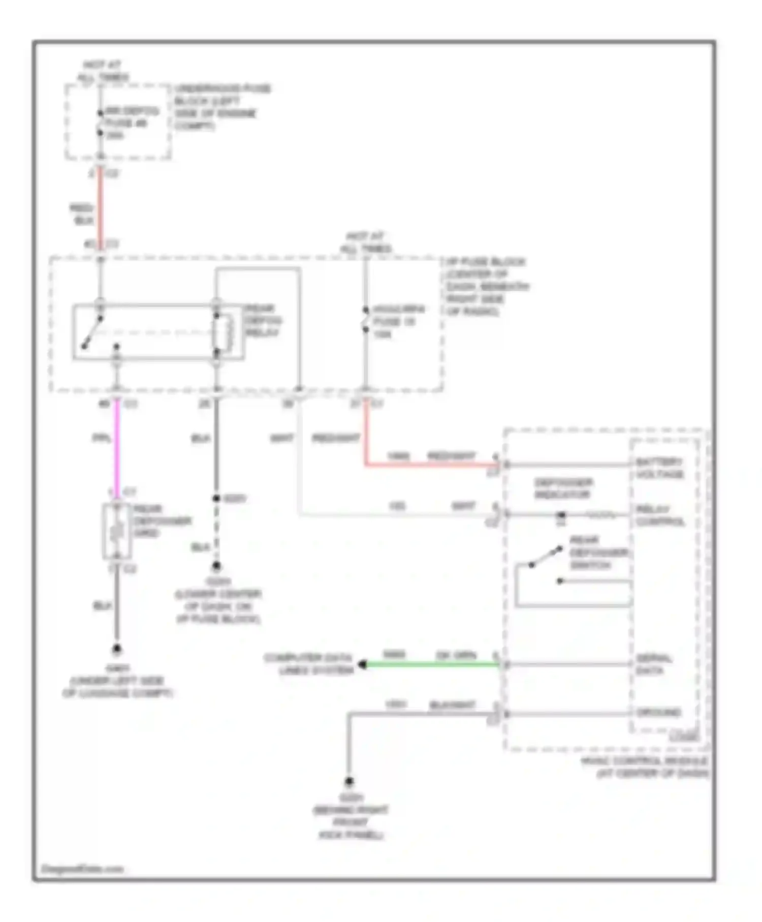 Wiring diagram rear defogger grid for Chevrolet Equinox I (2004-2009) (1 of 2)