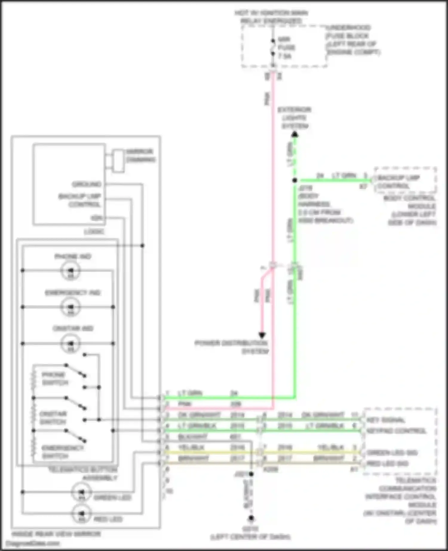 Wiring diagram key signal for Chevrolet Equinox II facelift (2015-2017) (1 of 1)