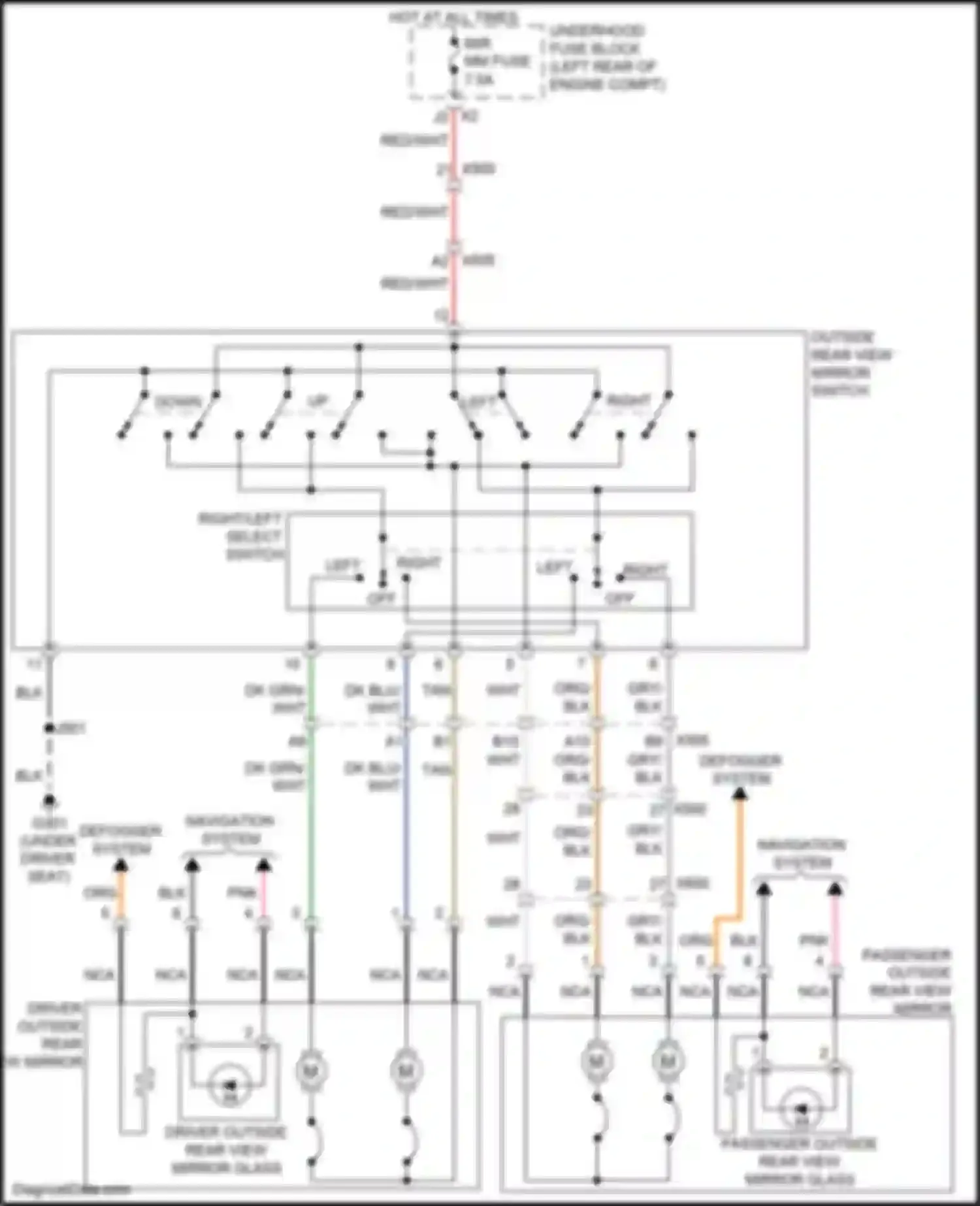 Wiring diagram right/left select switch for Chevrolet Equinox II facelift (2015-2017) (1 of 1)