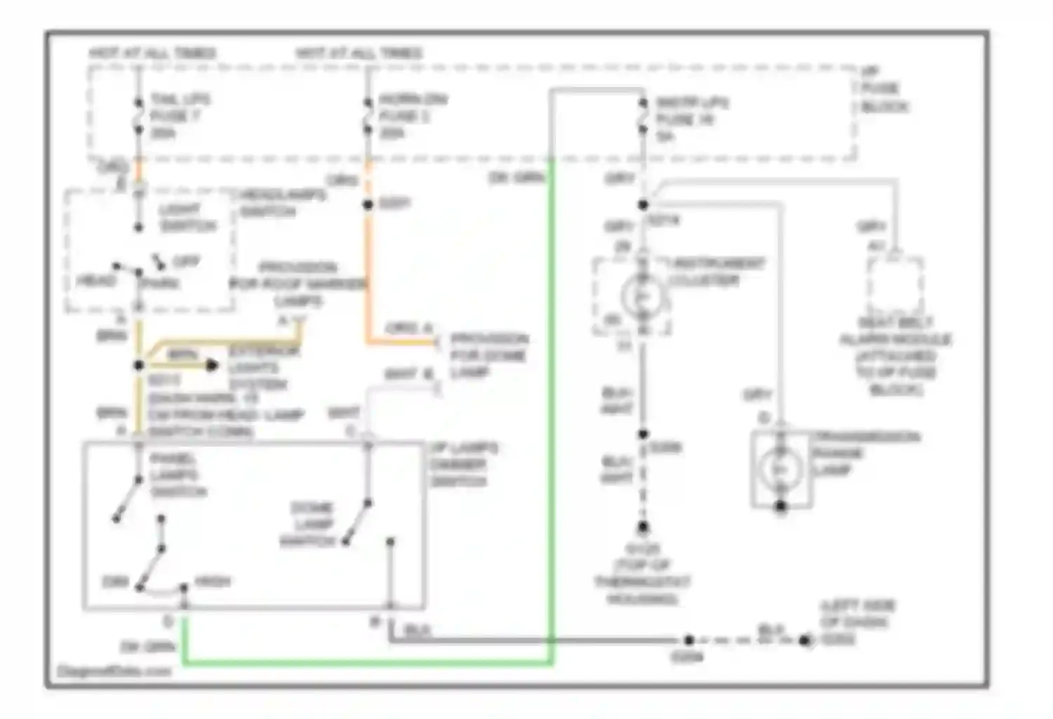 Forward Control P30 Chevrolet  (1985-1999): Interior light circuit, motor home chassis