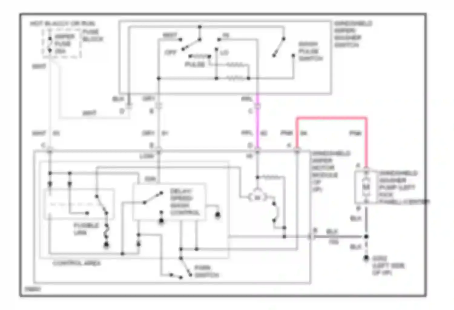 Wiring diagram windshield wiper/ washer switch for Chevrolet Forward Control P30  (1985-1999) (2 of 6)