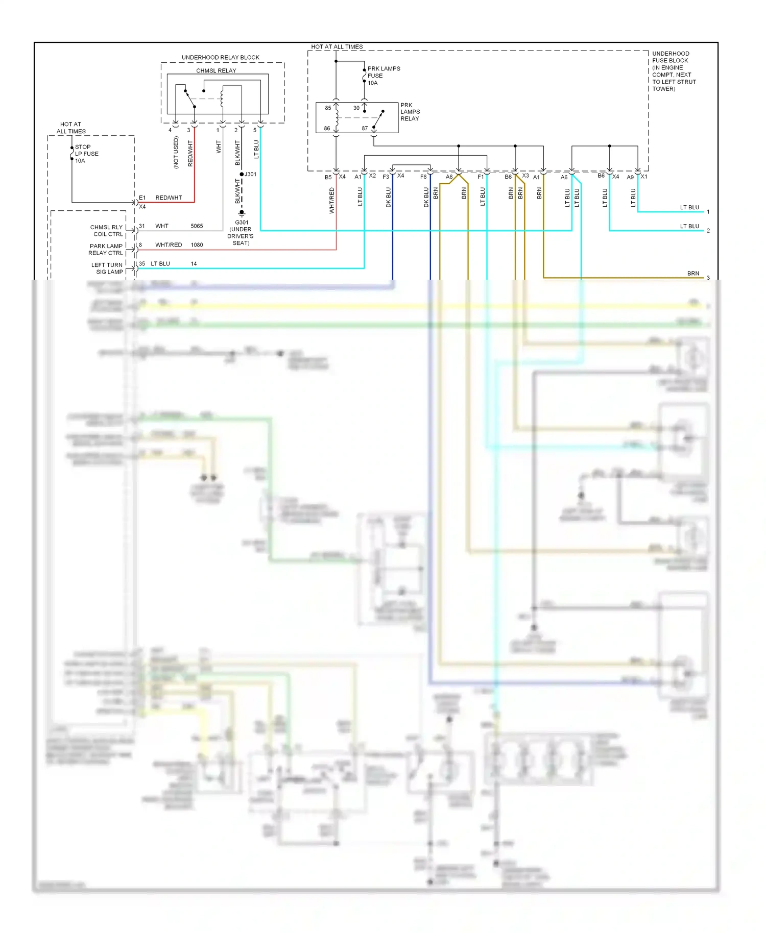 Chevrolet HHR I (2005-2011) hazard switch wiring diagram  (1 of 2)
