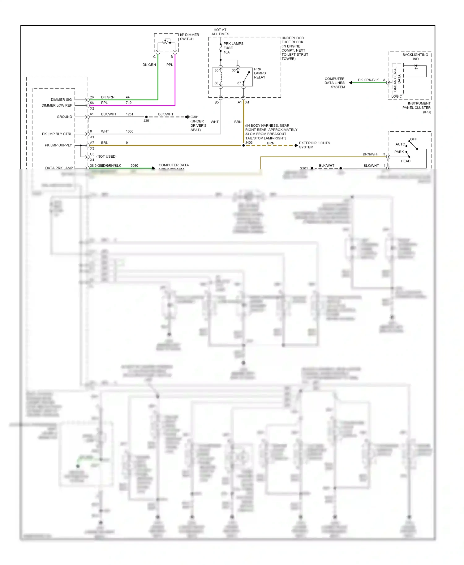 Chevrolet HHR I (2005-2011) hazard switch wiring diagram  (2 of 2)