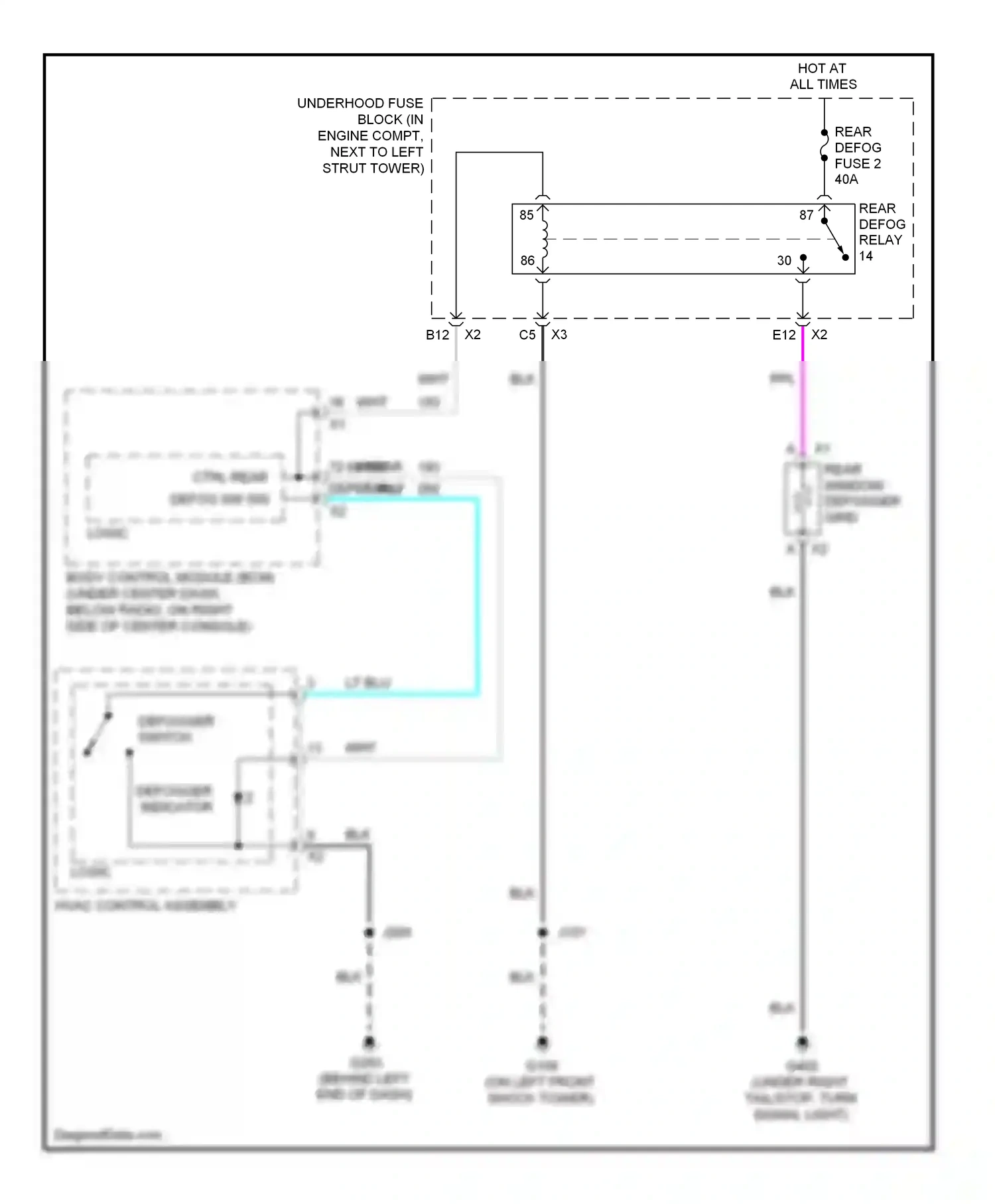 Chevrolet HHR I (2005-2011) hvac control assembly wiring diagram  (2 of 5)