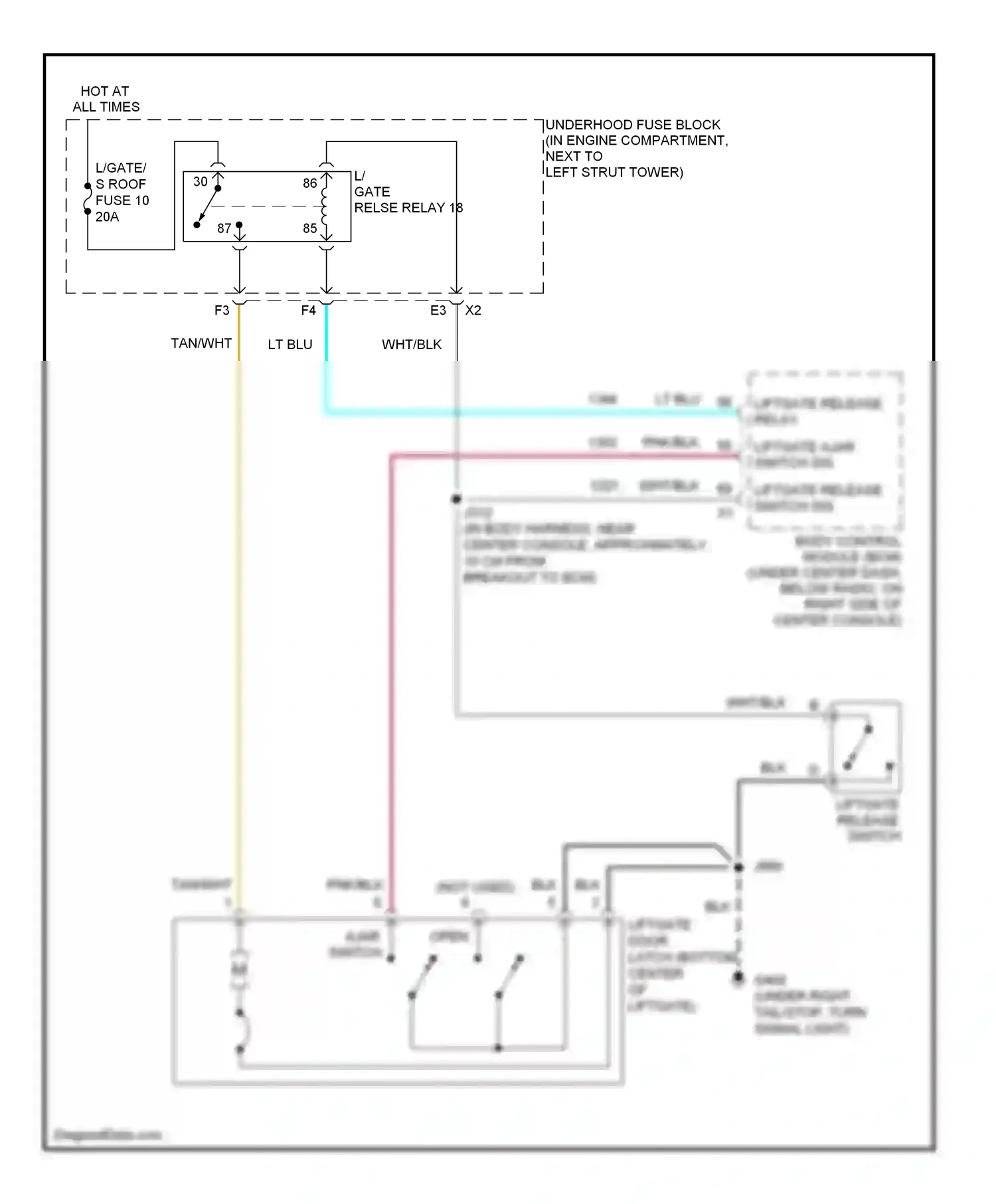Chevrolet HHR I (2005-2011) liftgate release switch wiring diagram  (2 of 3)
