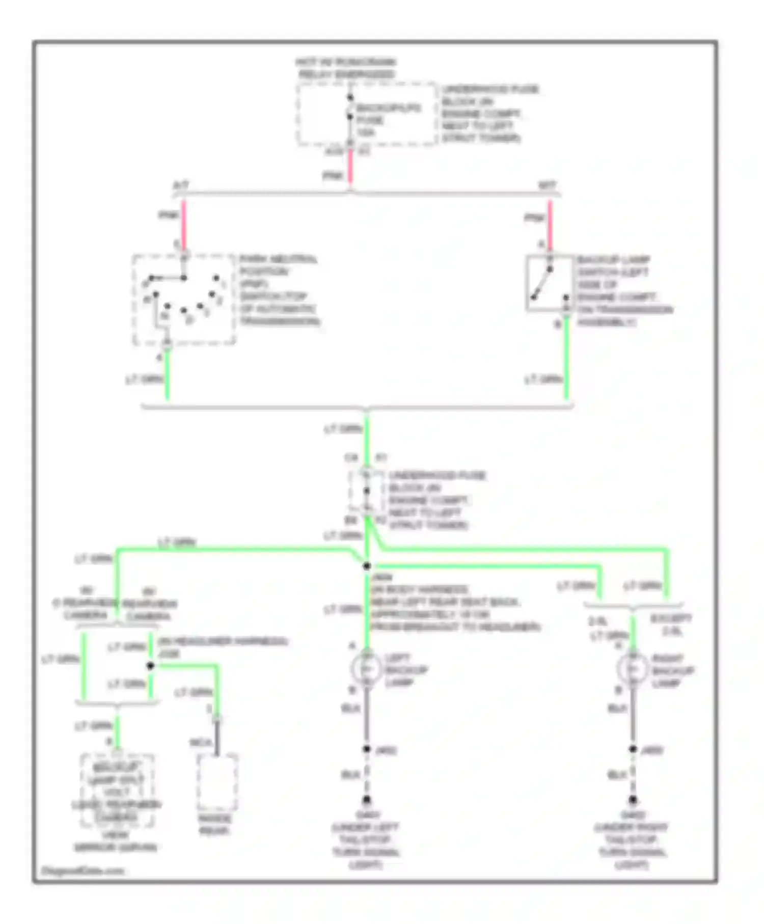 Wiring diagram right backup lamp for Chevrolet HHR I (2005-2011) (1 of 2)