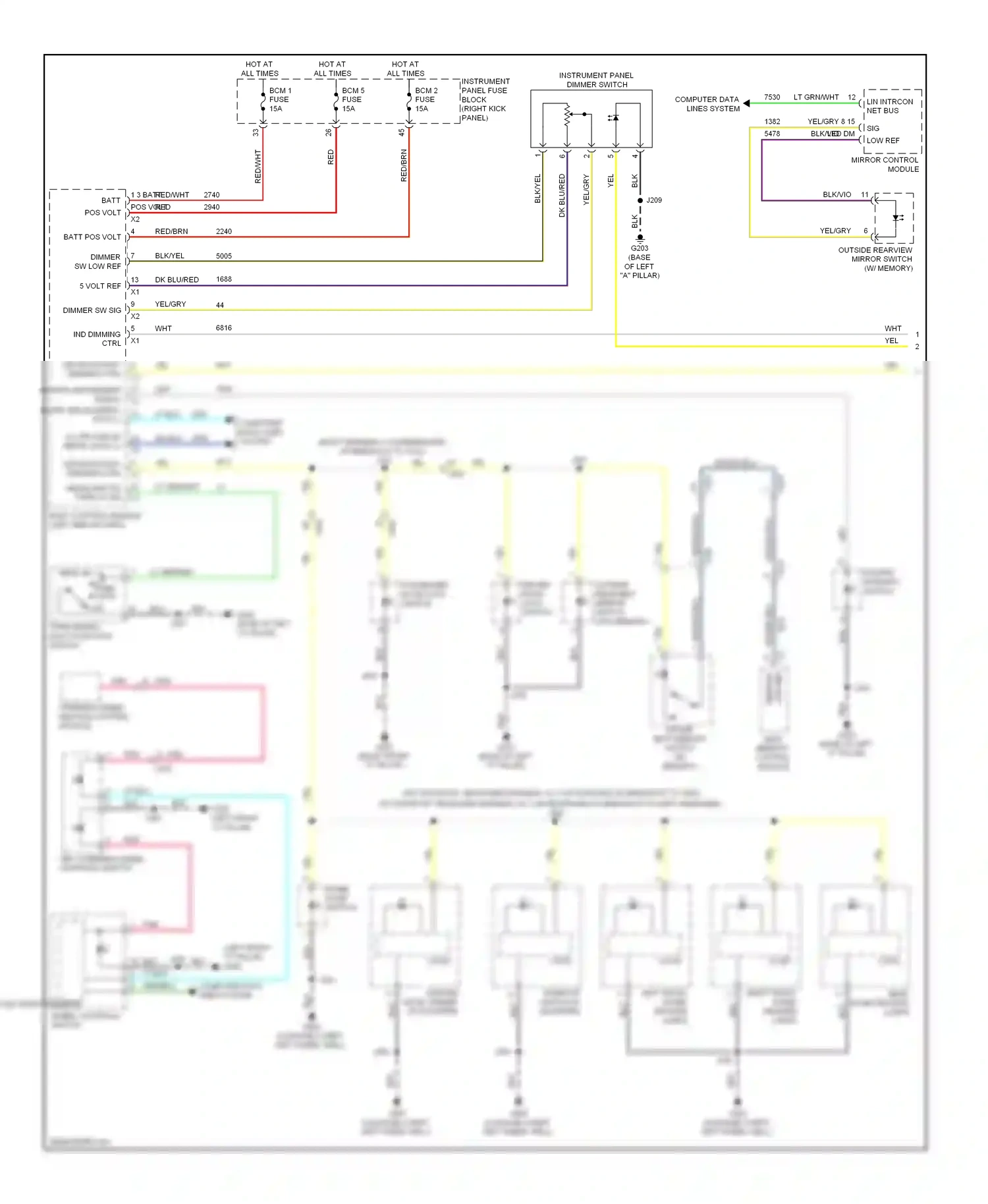 Chevrolet Impala IX (2006-2016) dome lamp switch wiring diagram  (2 of 2)