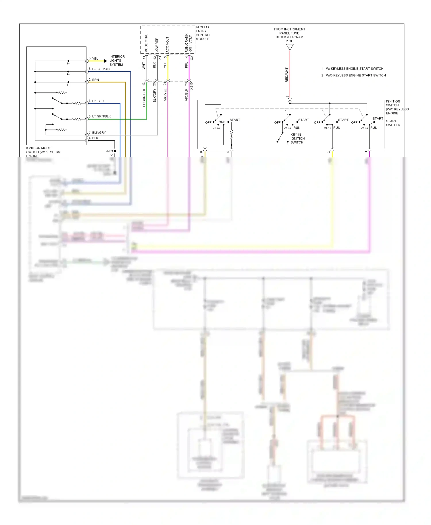 Chevrolet Impala IX (2006-2016) ignition mode switch (w/ keyless engine start switch) wiring diagram  (1 of 1)