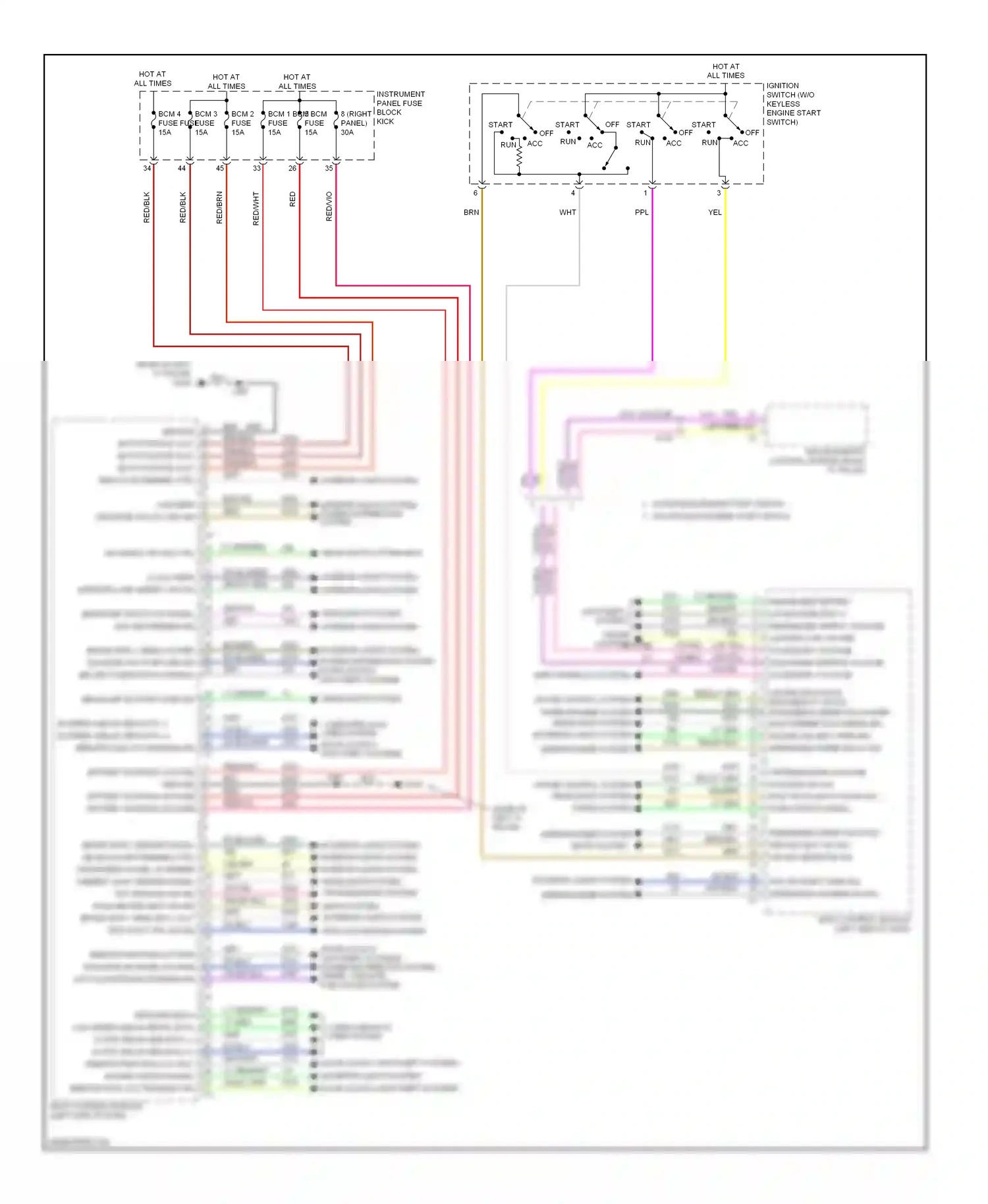 Chevrolet Impala IX (2006-2016) ignition switch (w/o keyless engine start switch) wiring diagram  (1 of 2)