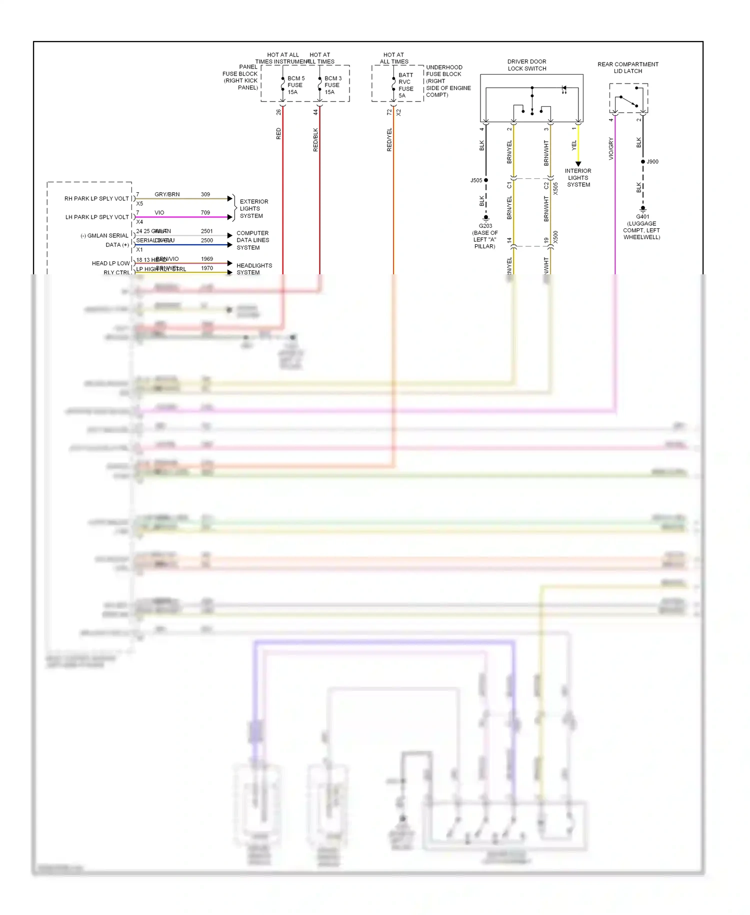 Wiring diagram lf dr ajar for Chevrolet Impala IX (2006-2016) (1 of 2)