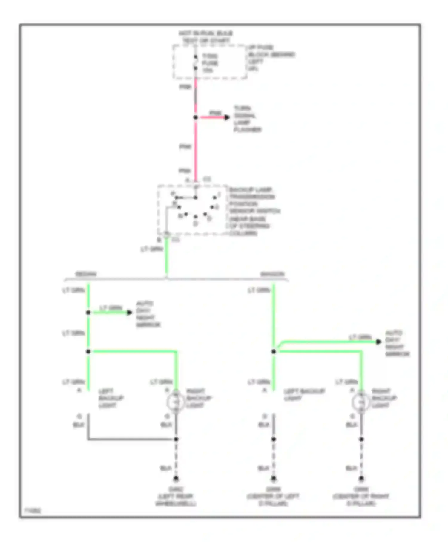 Impala Chevrolet VII (1994-1996): Back-up lamps circuit