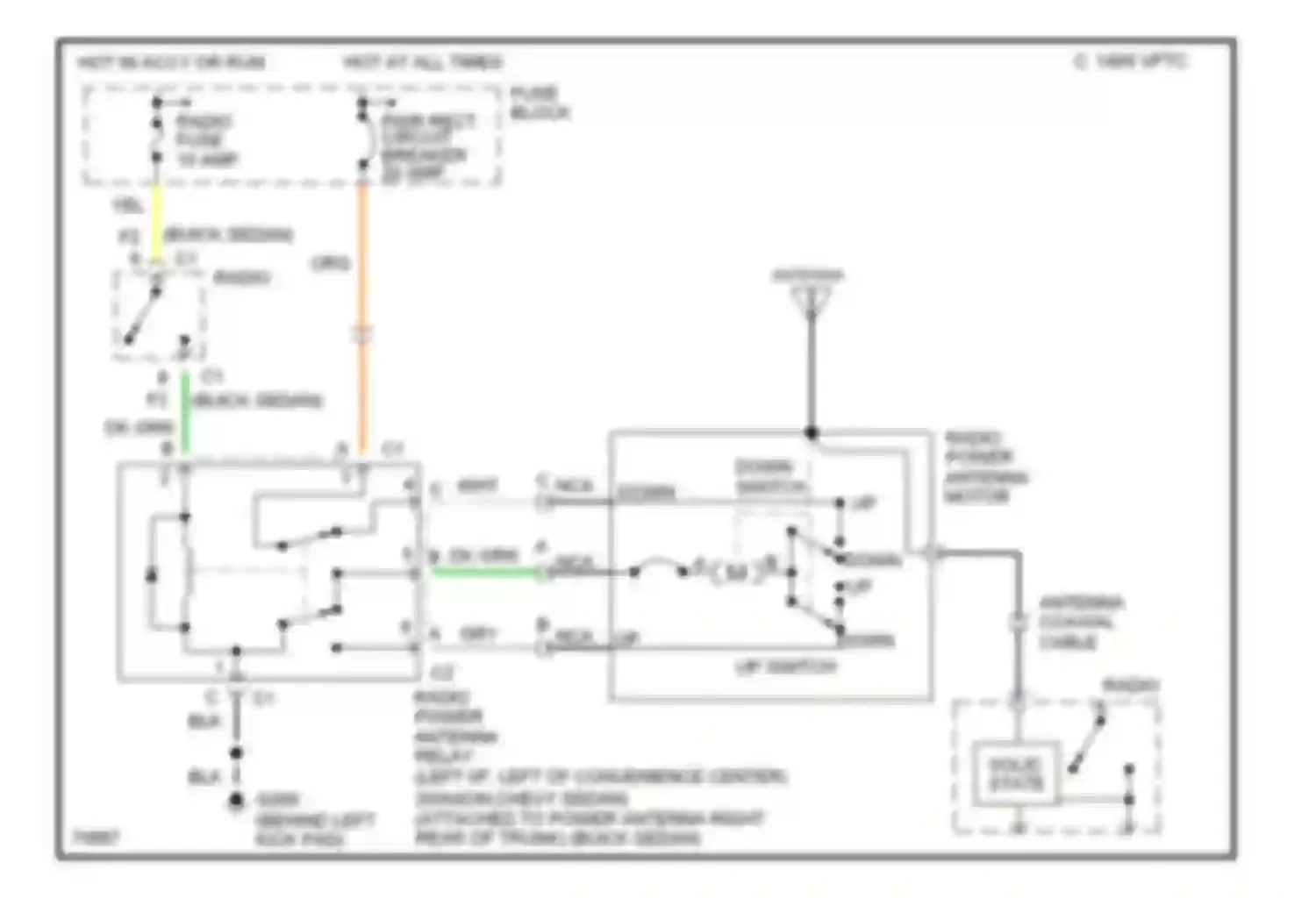 Impala Chevrolet VII (1994-1996): Power antenna circuit