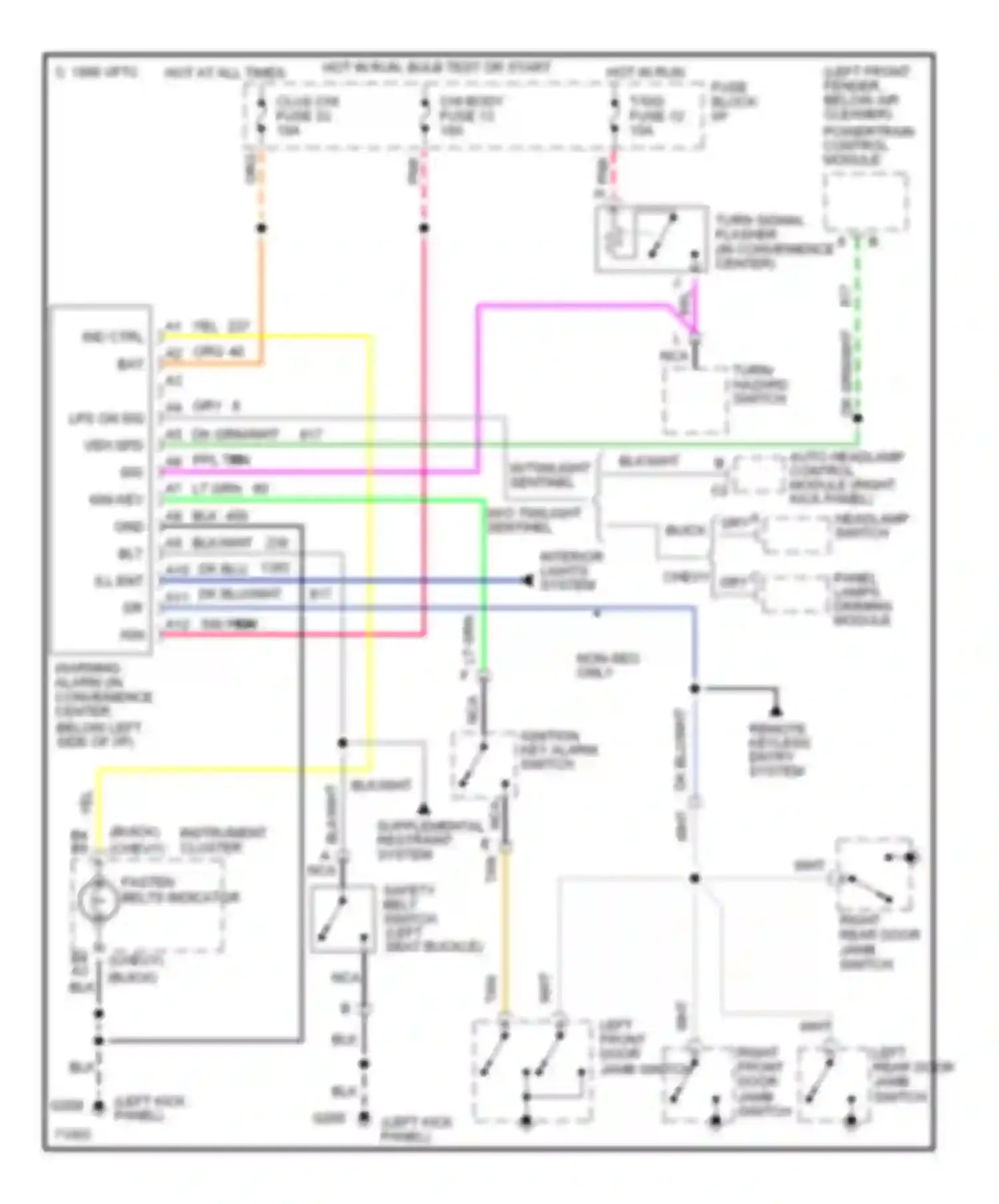 Impala Chevrolet VII (1994-1996): Warning system circuits