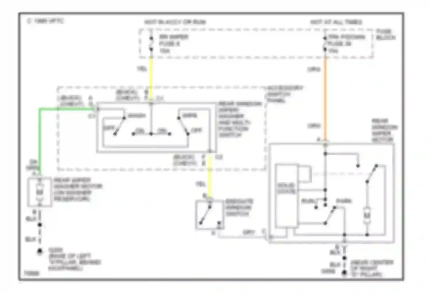 Impala Chevrolet VII (1994-1996): Rear wiper/washer circuit