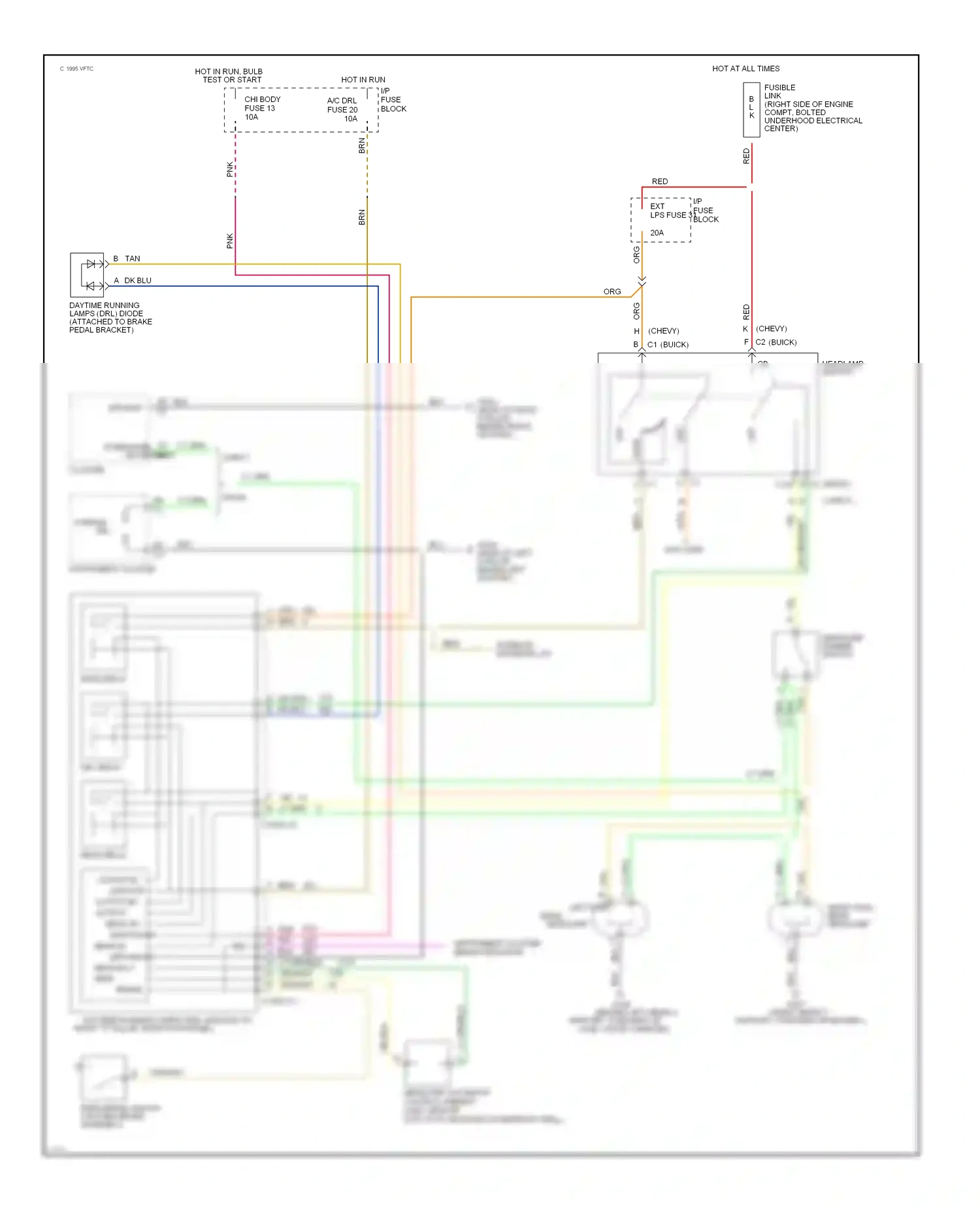 Wiring diagram (right headlt for Chevrolet Impala VII (1994-1996) (1 of 1)