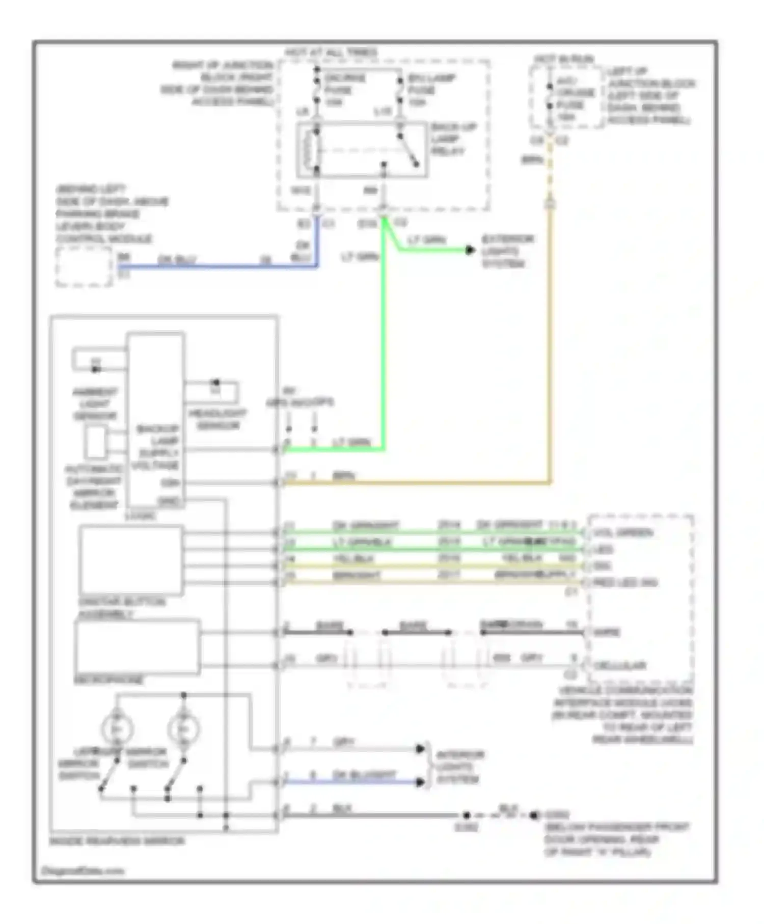 Impala Chevrolet VIII (1999-2006): Electrochromic mirror circuit