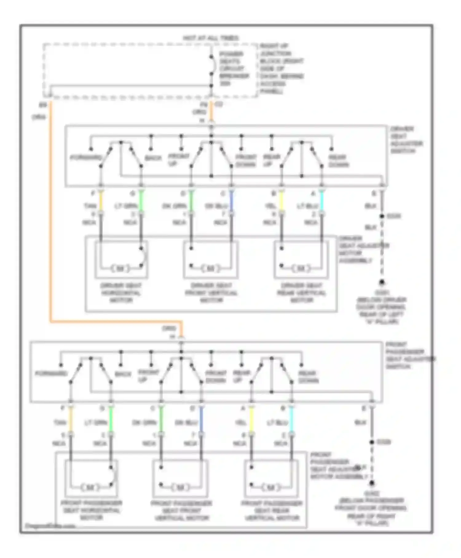 Impala Chevrolet VIII (1999-2006): 6-way power seat circuit