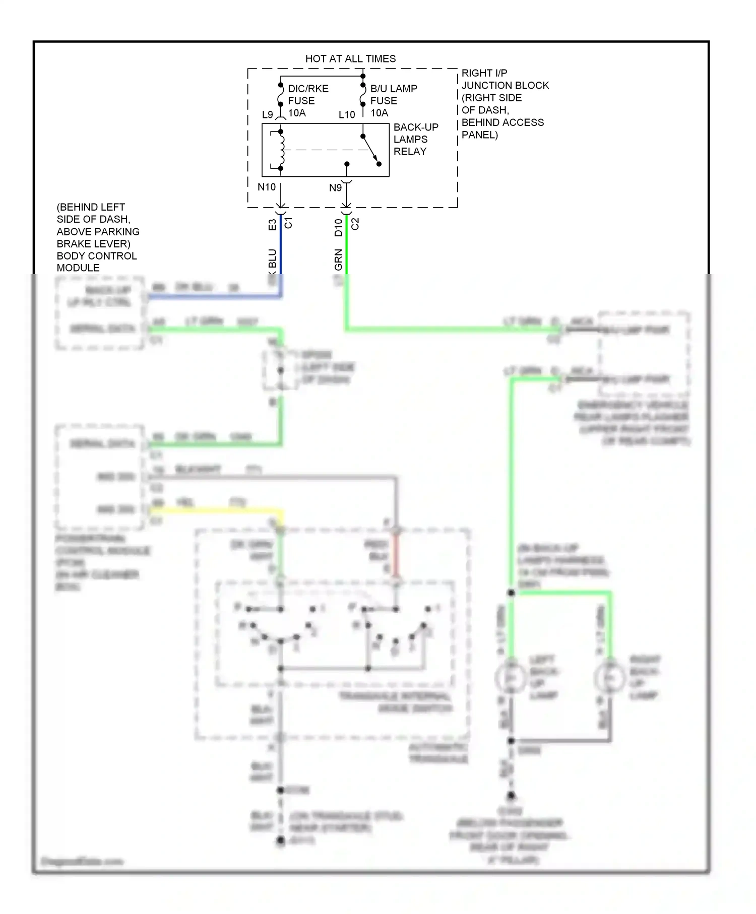 Wiring diagram dk blu for Chevrolet Impala VIII (1999-2006) (11 of 43)