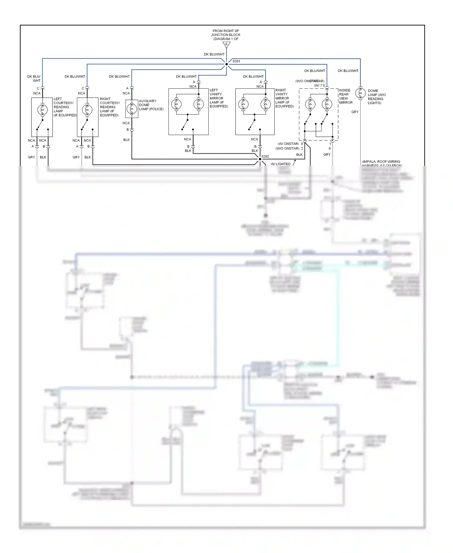 Wiring diagram dk blu for Chevrolet Impala VIII (1999-2006) (23 of 43)