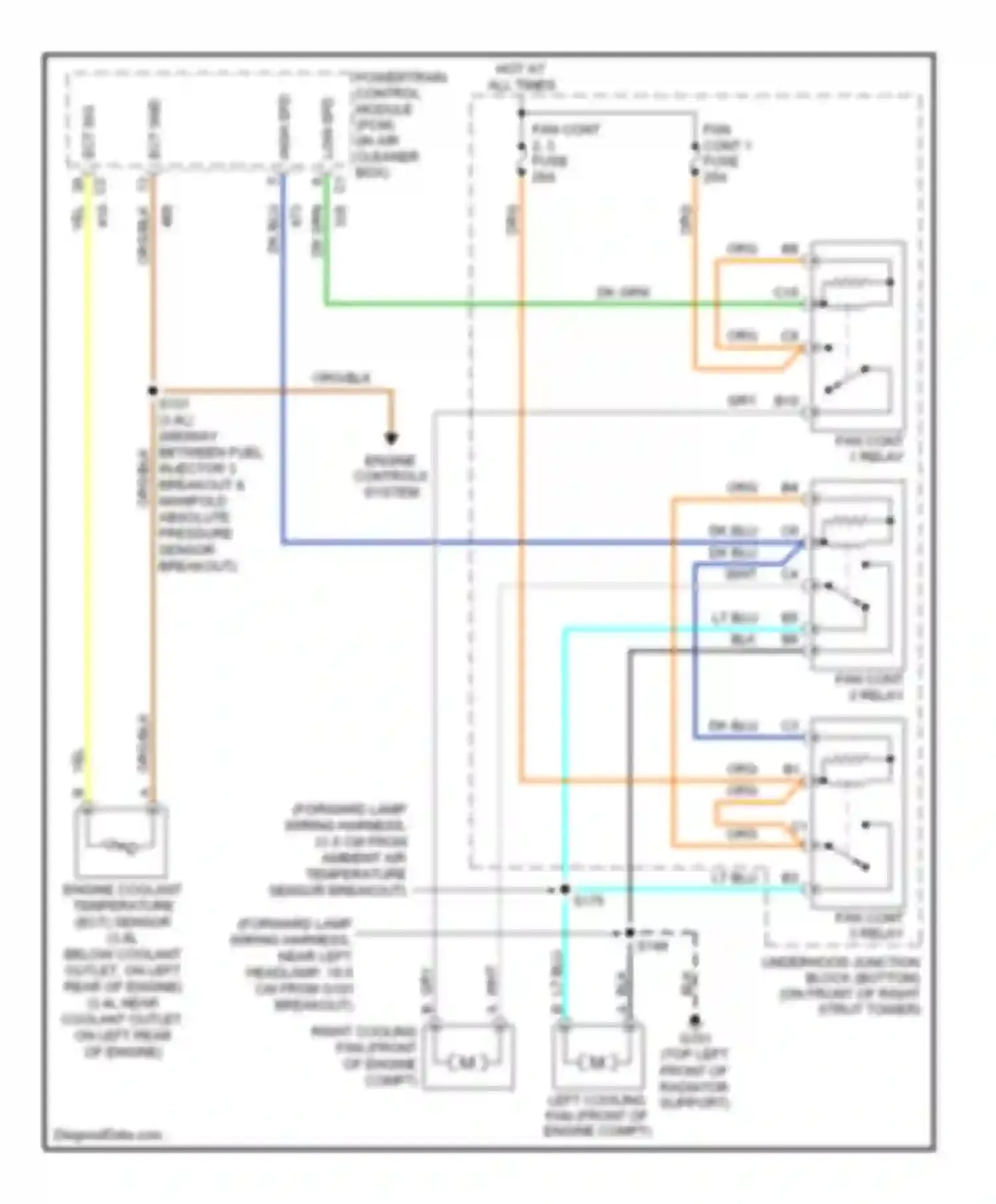 Wiring diagram fan cont 2 relay for Chevrolet Impala VIII (1999-2006) (1 of 3)