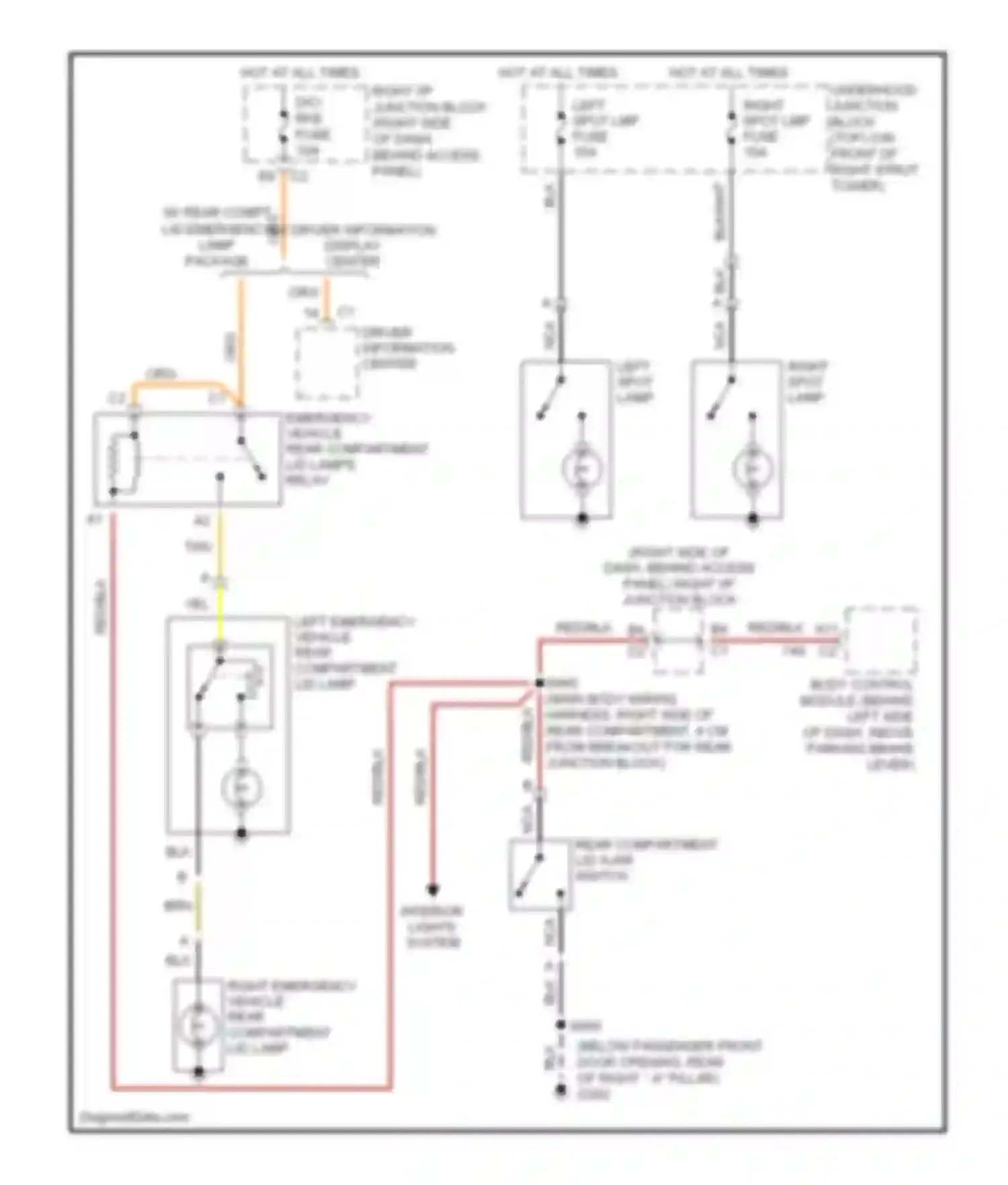Wiring diagram left spot lamp for Chevrolet Impala VIII (1999-2006) (1 of 1)