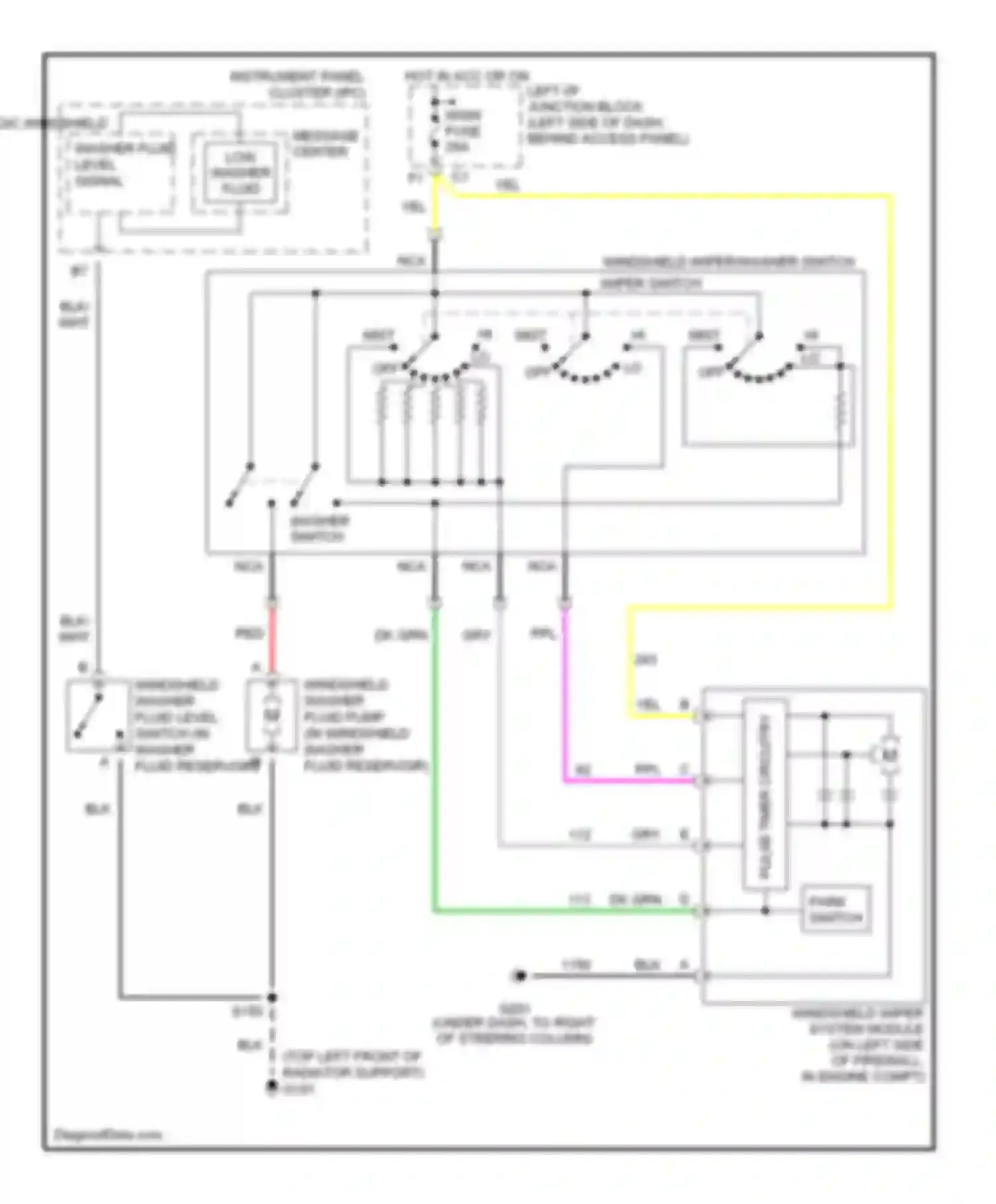 Wiring diagram message center low washer fluid for Chevrolet Impala VIII (1999-2006) (1 of 1)