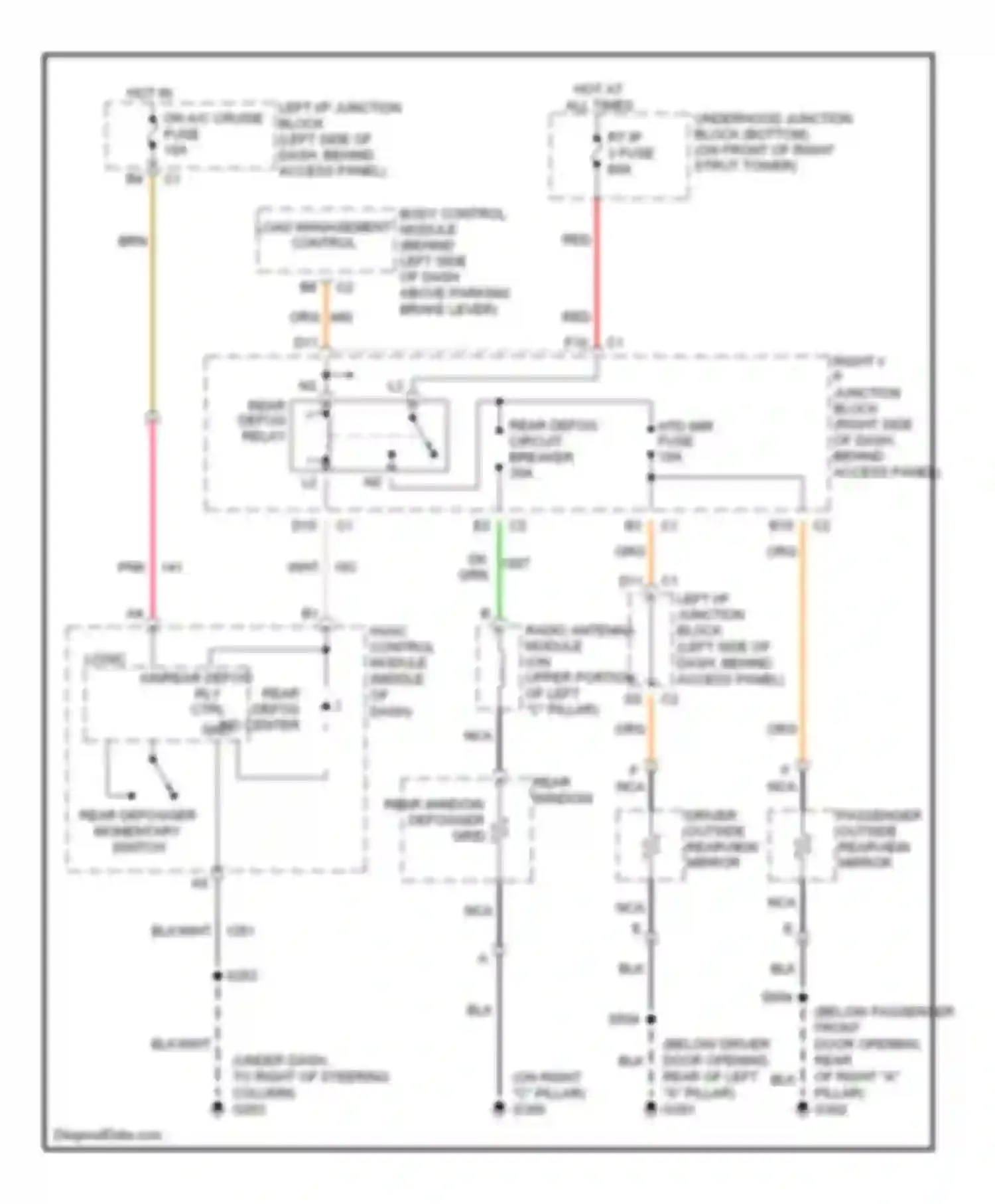 Wiring diagram rear defog relay for Chevrolet Impala VIII (1999-2006) (1 of 2)