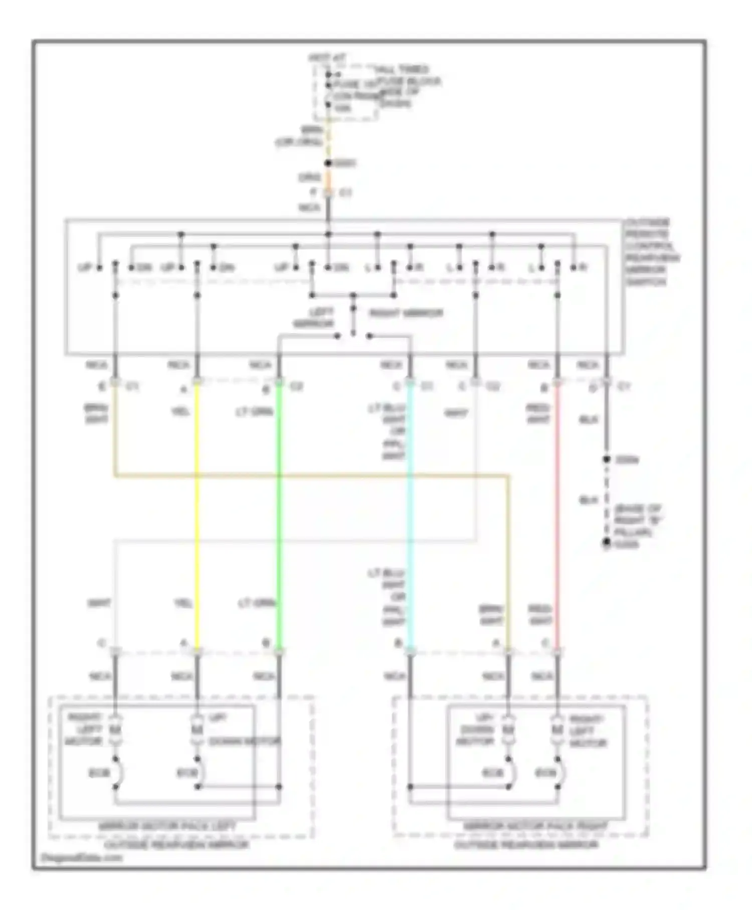 Wiring diagram left mirror right mirror for Chevrolet Lumina I (1989-2001) (1 of 1)