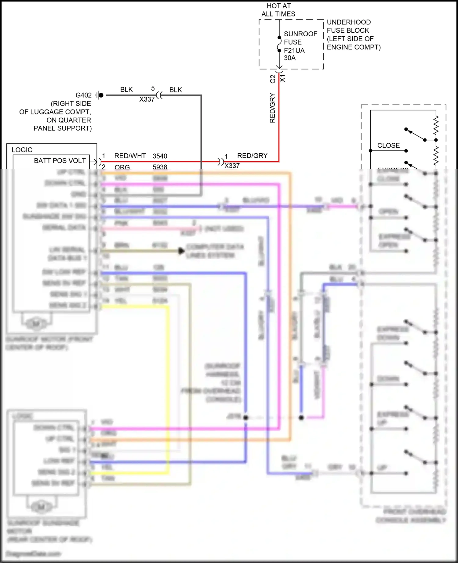 Wiring diagram down ctrl for Chevrolet Malibu IX facelift (2018-2024) (1 of 3)