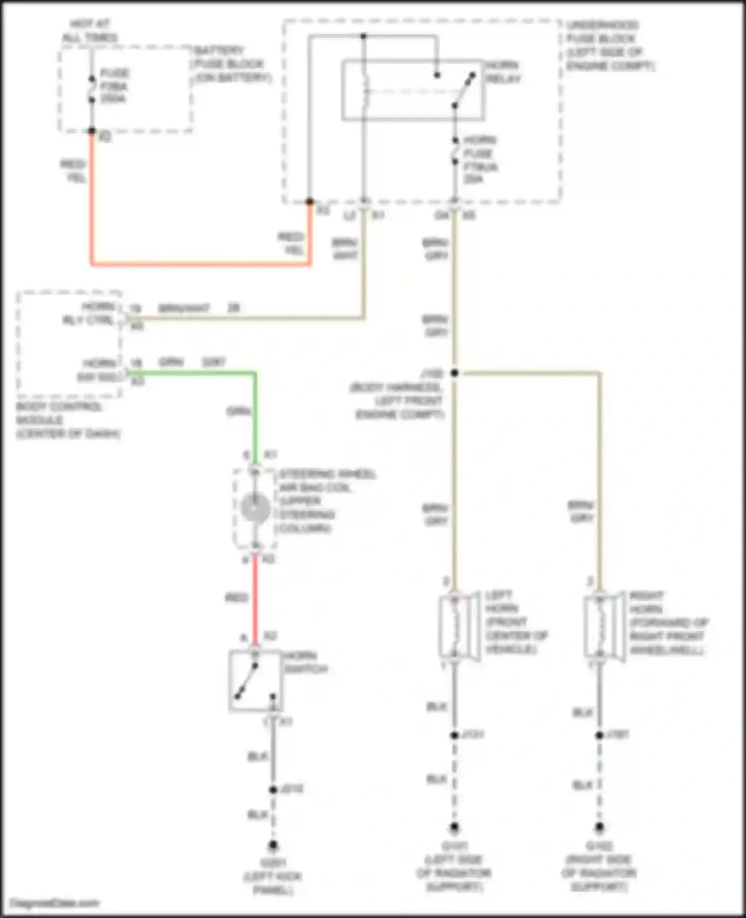 Wiring diagram horn sw sig for Chevrolet Malibu IX facelift (2018-2024) (2 of 2)
