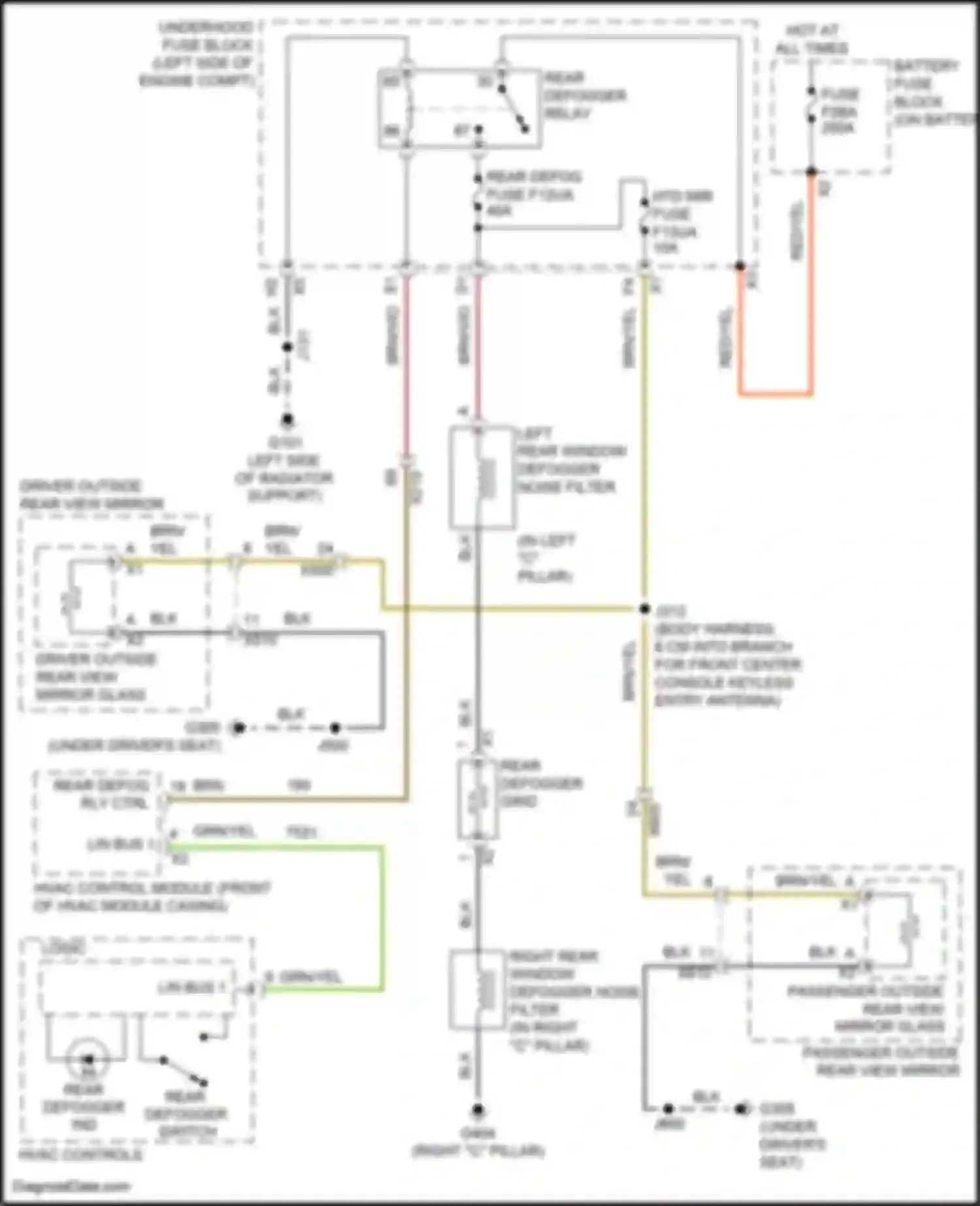 Wiring diagram right rear window defogger noise filter for Chevrolet Malibu IX facelift (2018-2024) (1 of 2)