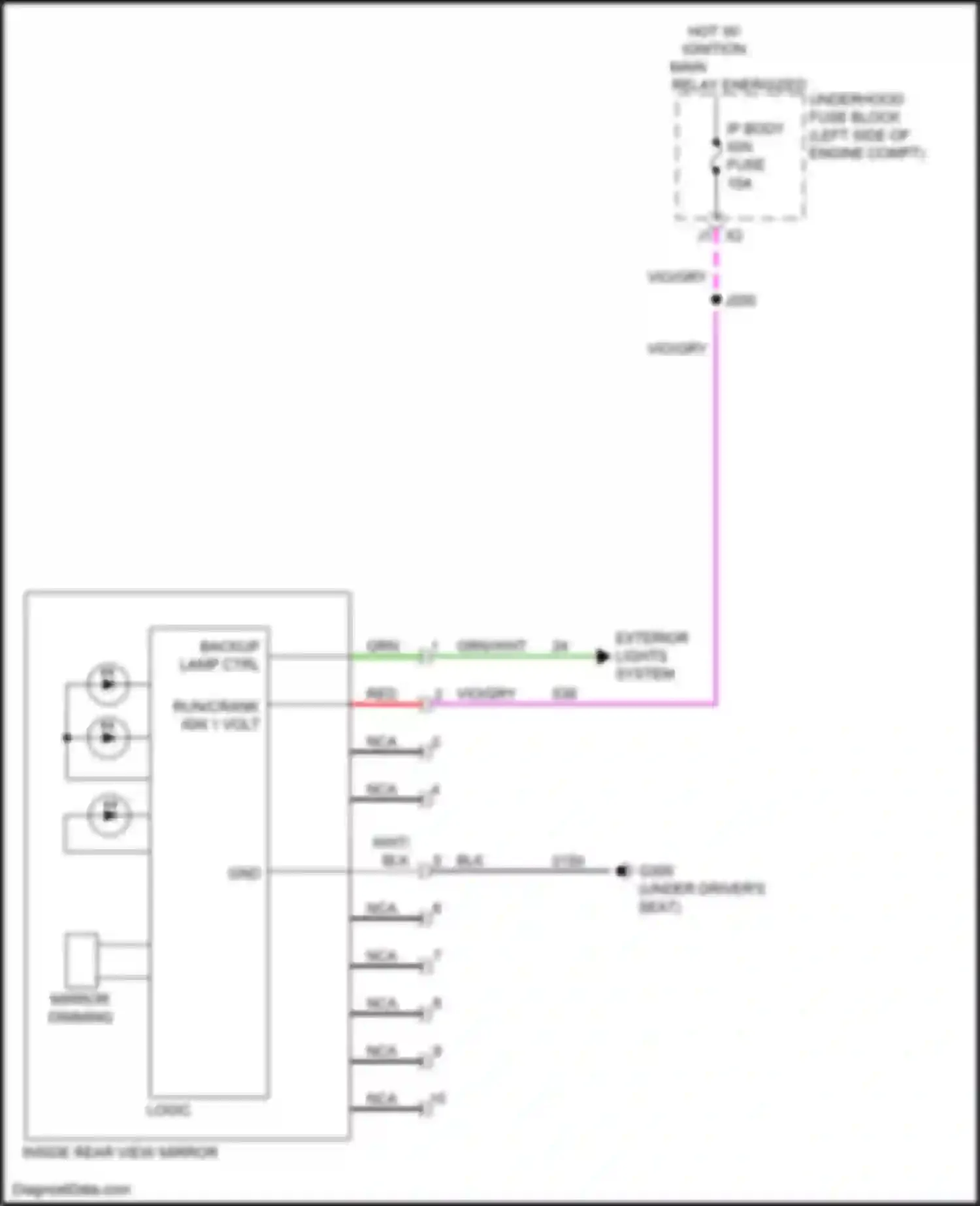 Wiring diagram inside rear view mirror for Chevrolet Malibu IX (2015-2018) (1 of 3)