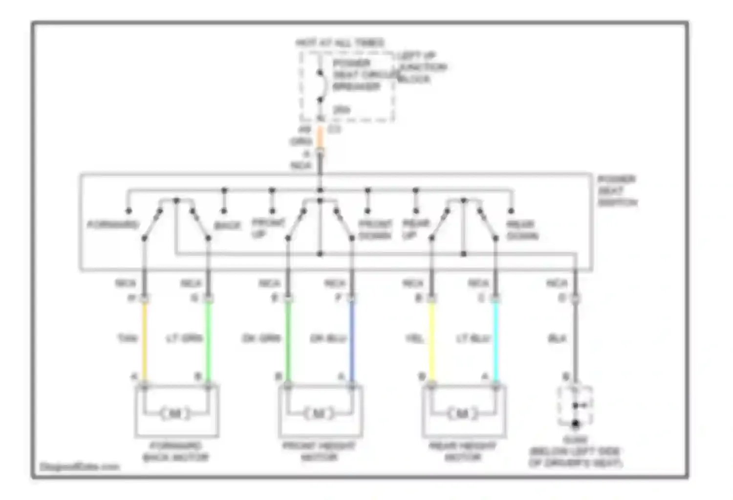 Malibu Chevrolet V facelift (2000-2003): Power seat circuits