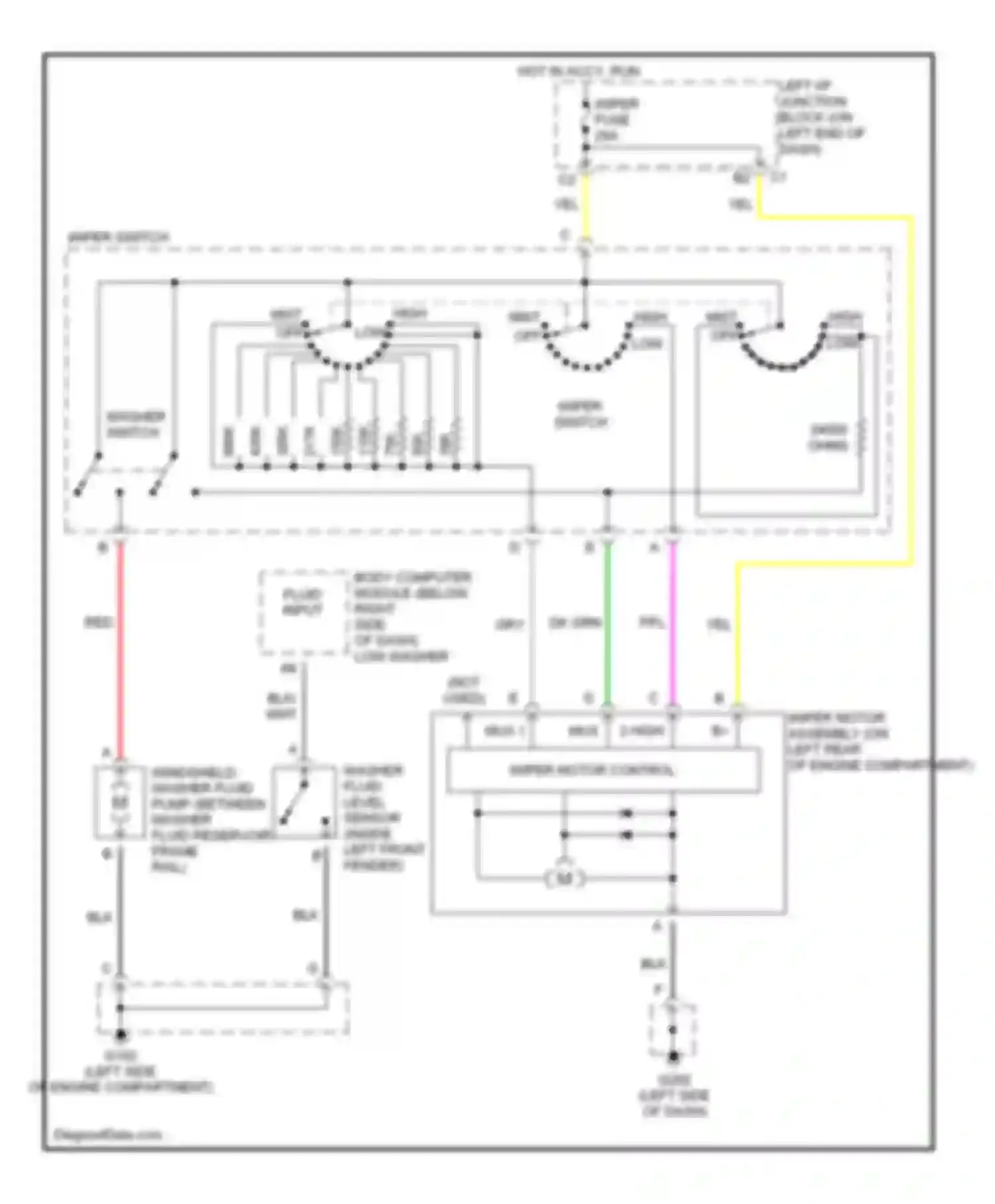 Malibu Chevrolet V facelift (2000-2003): Wiper/washer circuit