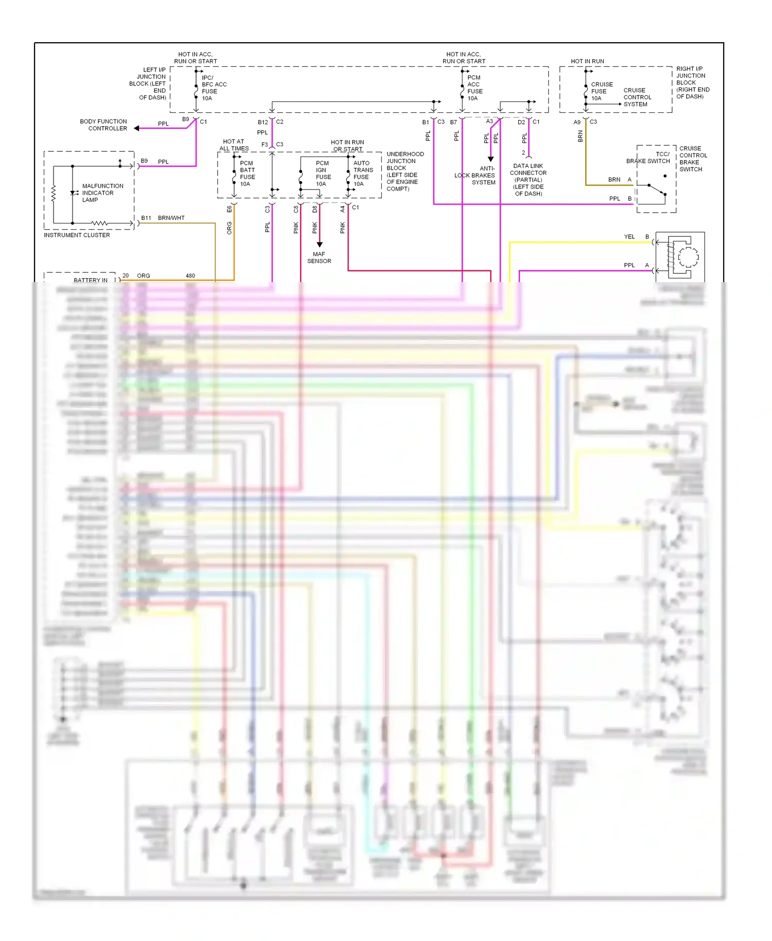 Wiring diagram automatic transaxle for Chevrolet Malibu V facelift (2000-2003) (1 of 3)