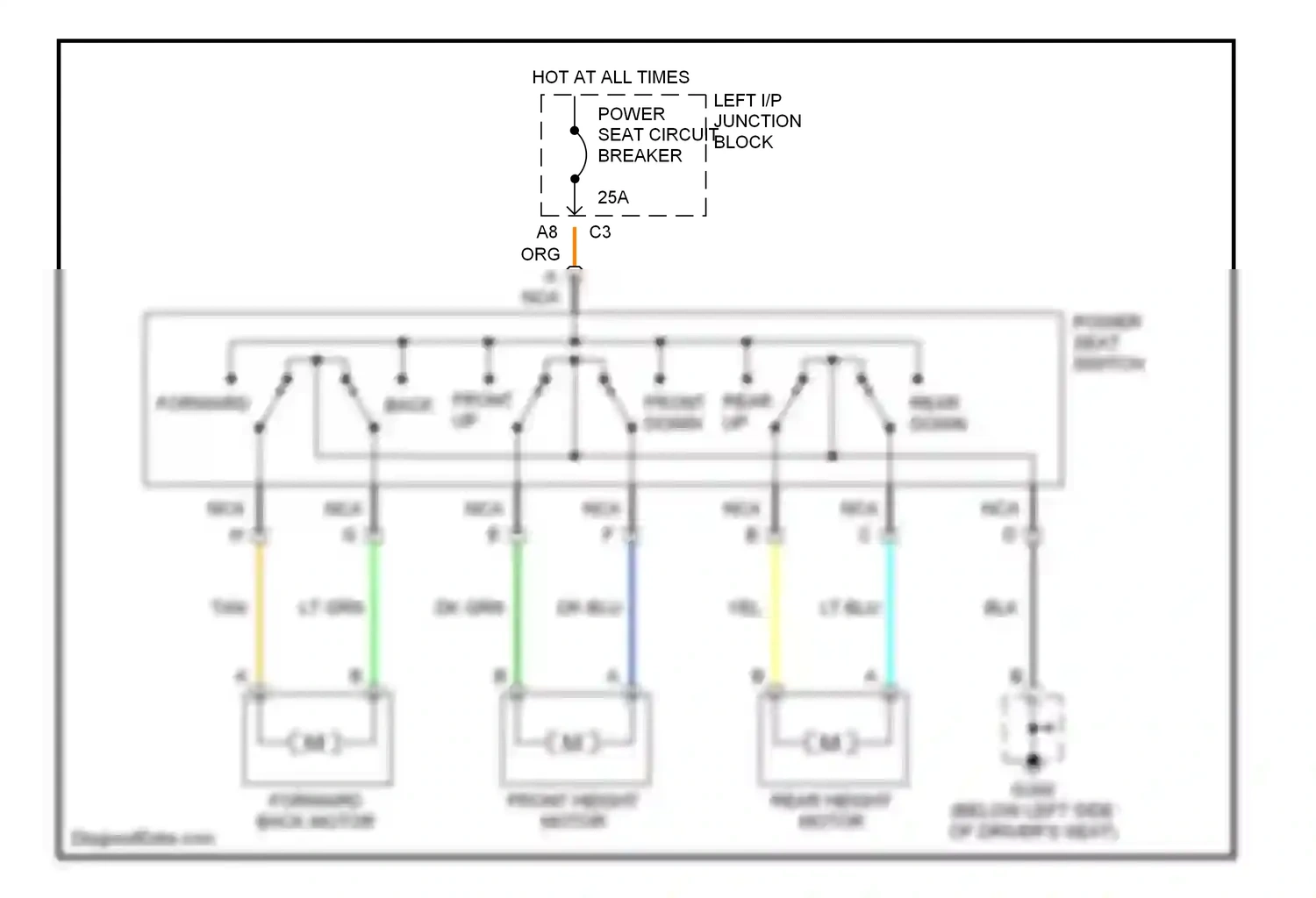 Wiring diagram forward/ back motor for Chevrolet Malibu V facelift (2000-2003) (1 of 1)