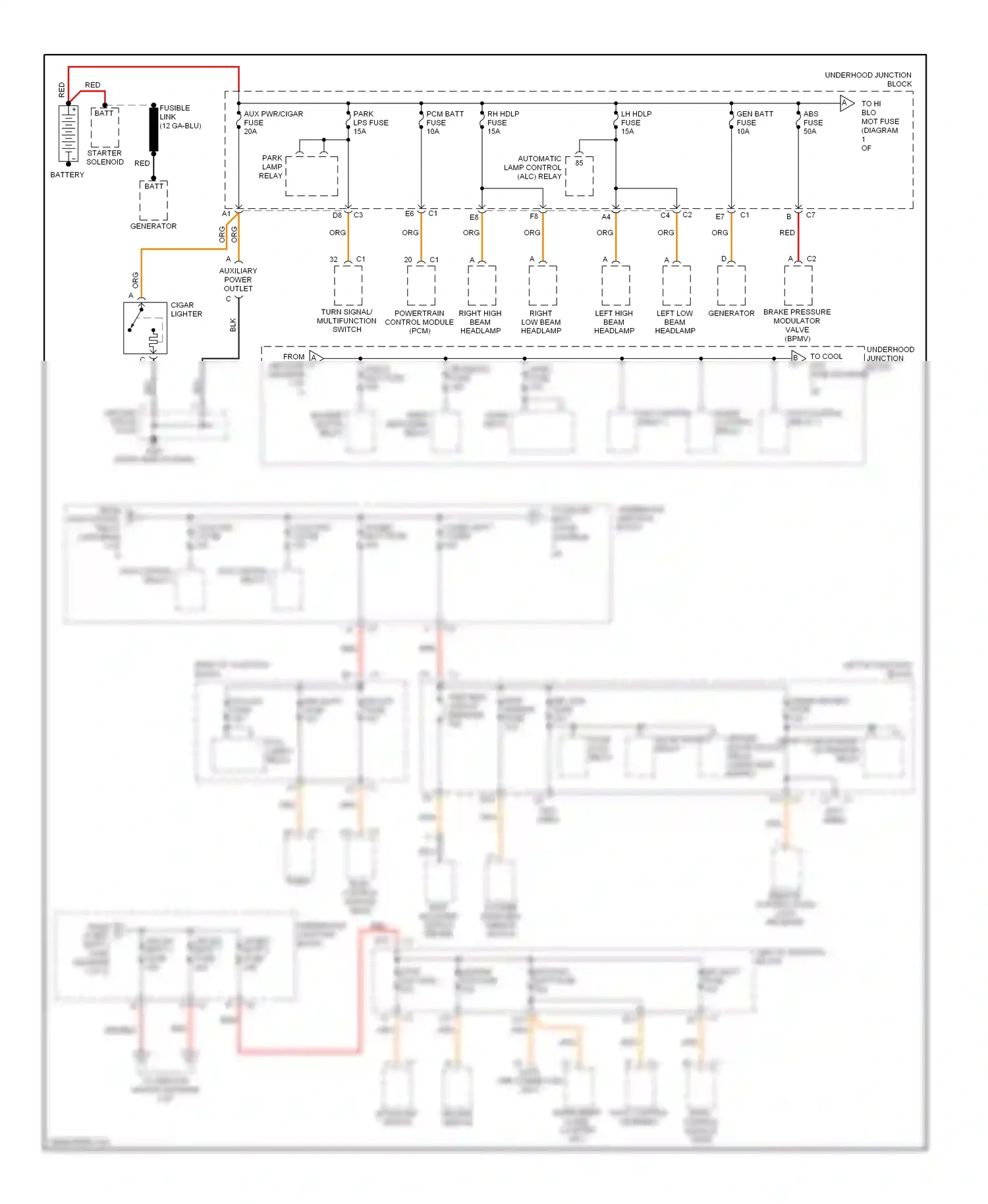 Wiring diagram red for Chevrolet Malibu V facelift (2000-2003) (4 of 11)
