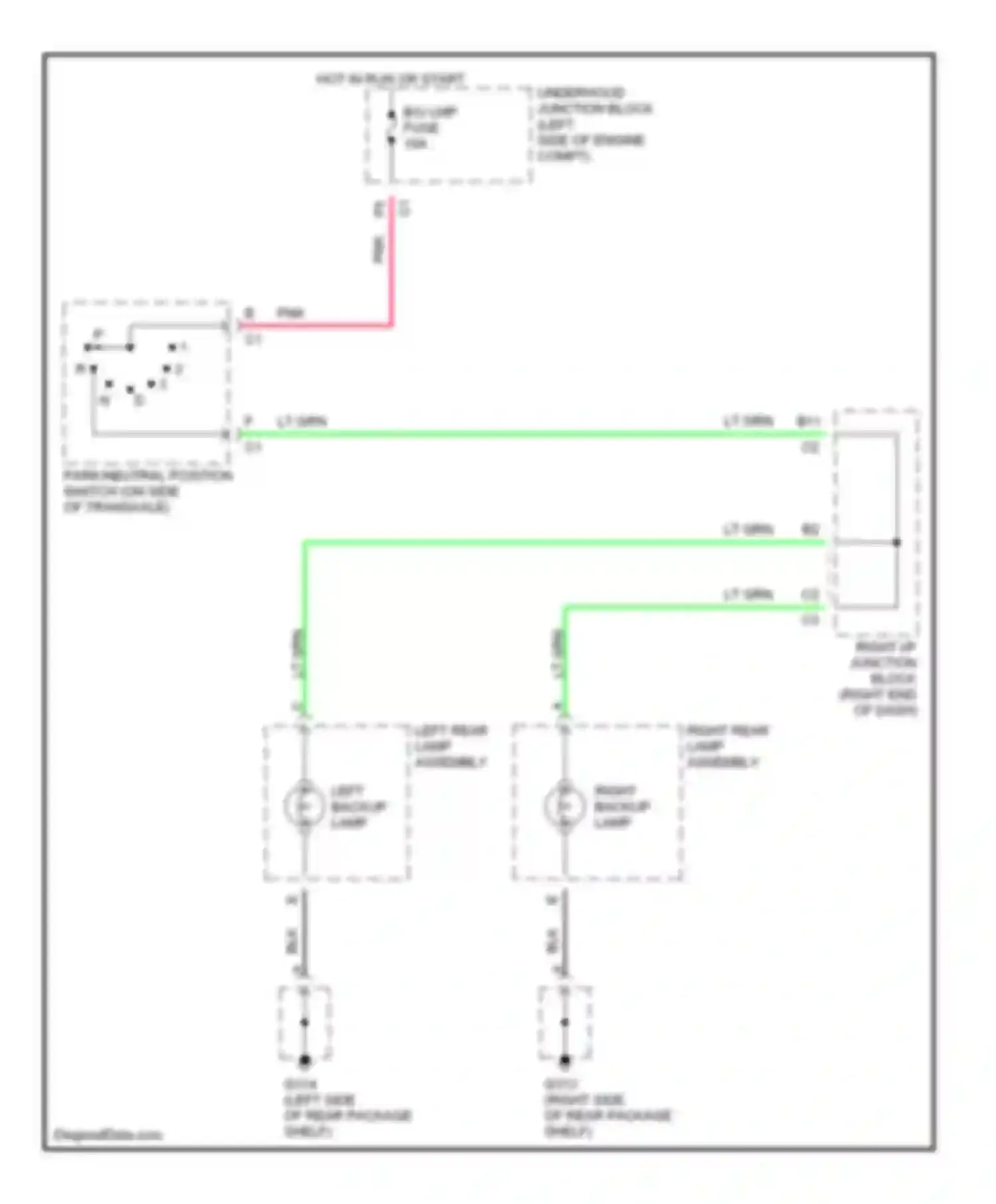 Wiring diagram right backup lamp for Chevrolet Malibu V facelift (2000-2003) (1 of 1)