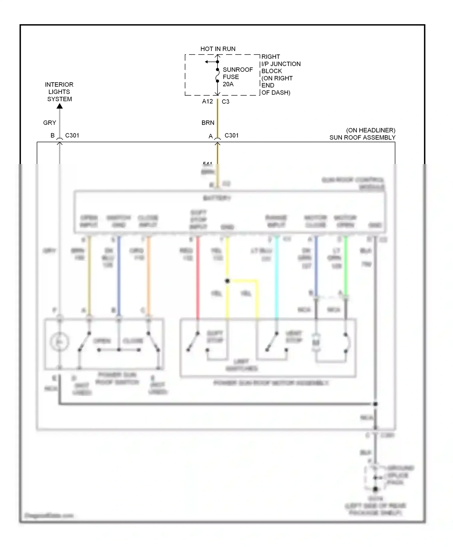 Wiring diagram soft stop for Chevrolet Malibu V facelift (2000-2003) (1 of 1)