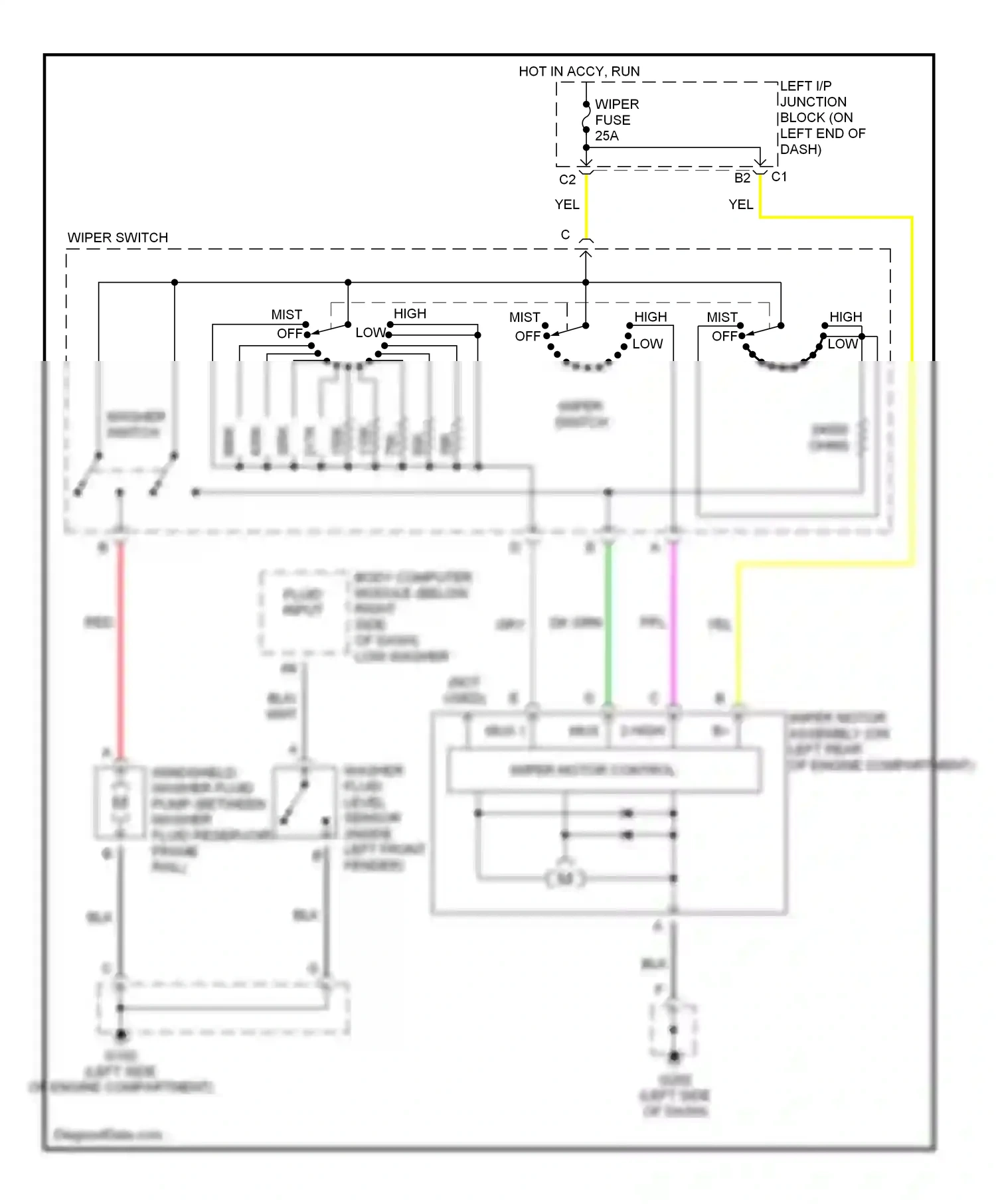 Wiring diagram washer switch for Chevrolet Malibu V facelift (2000-2003) (1 of 1)