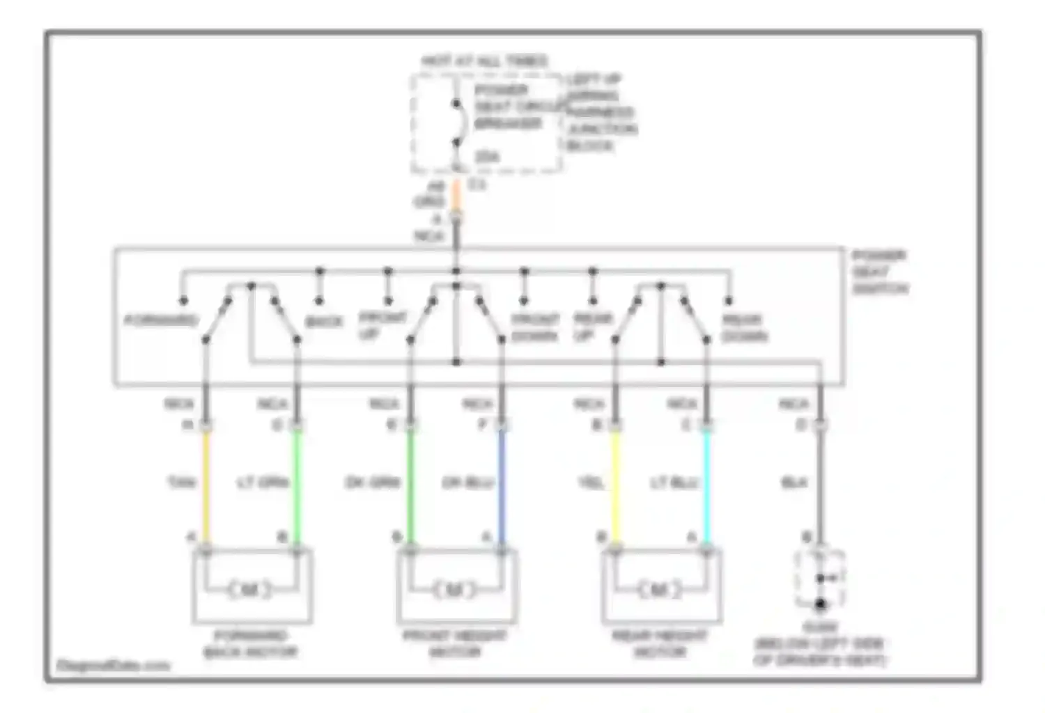 Malibu Chevrolet V (1996-2000): 6-way power seat circuit