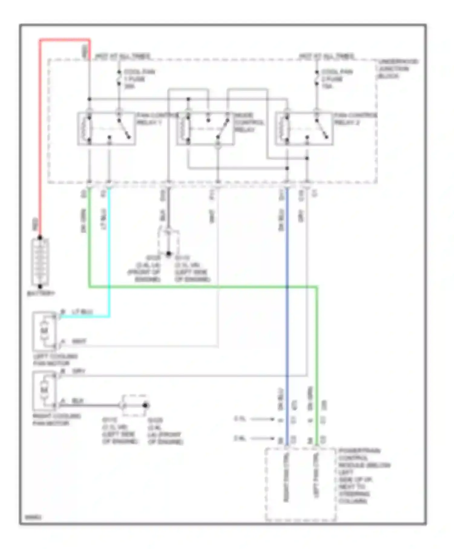 Wiring diagram fan control relay 1 for Chevrolet Malibu V (1996-2000) (2 of 3)