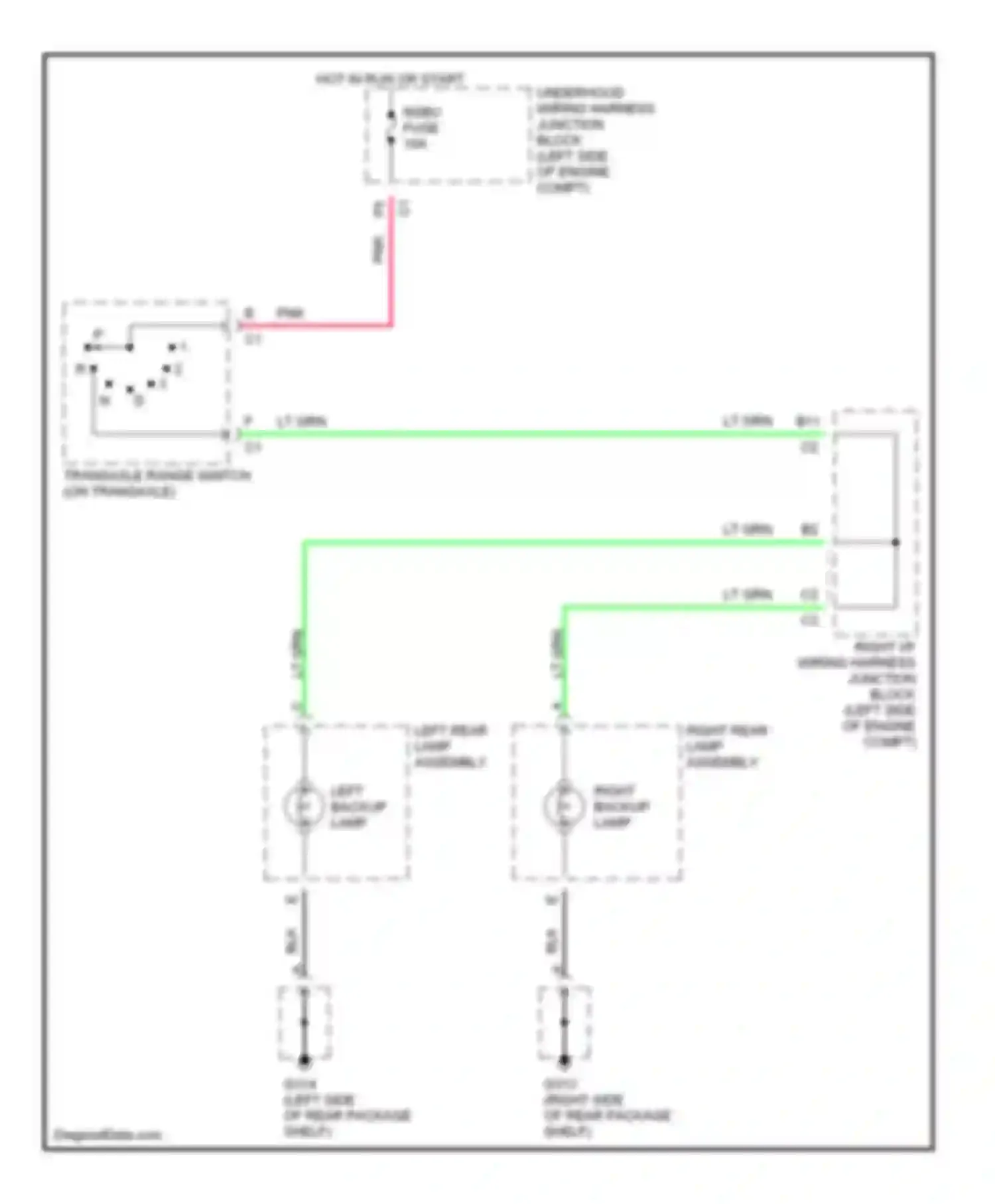 Wiring diagram left backup lamp for Chevrolet Malibu V (1996-2000) (1 of 1)