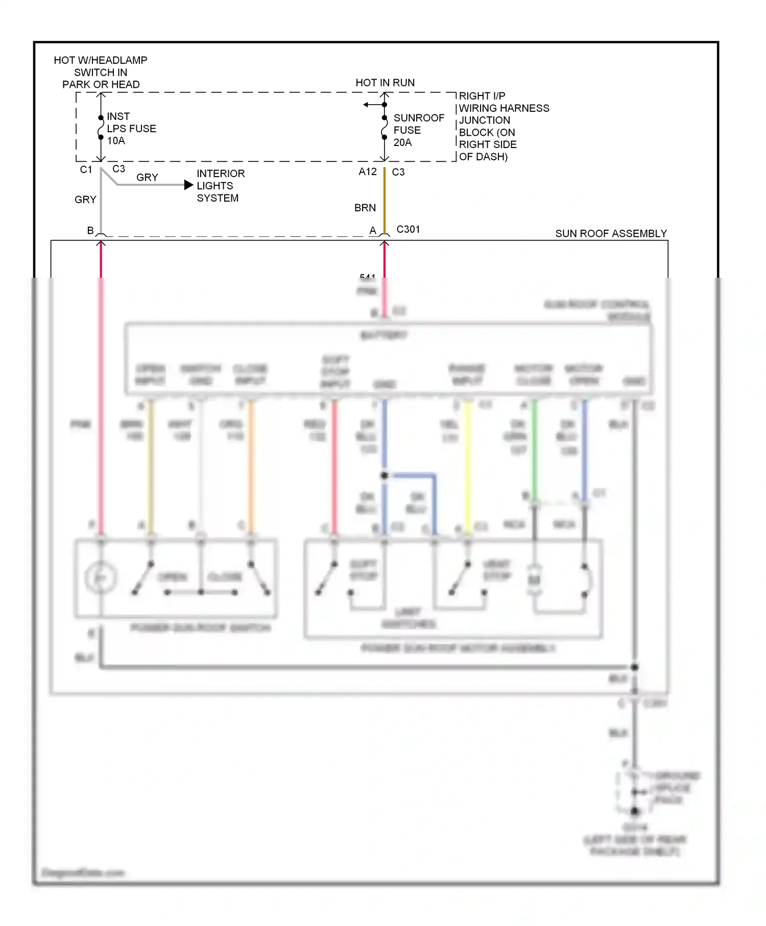 Wiring diagram soft stop for Chevrolet Malibu V (1996-2000) (1 of 1)